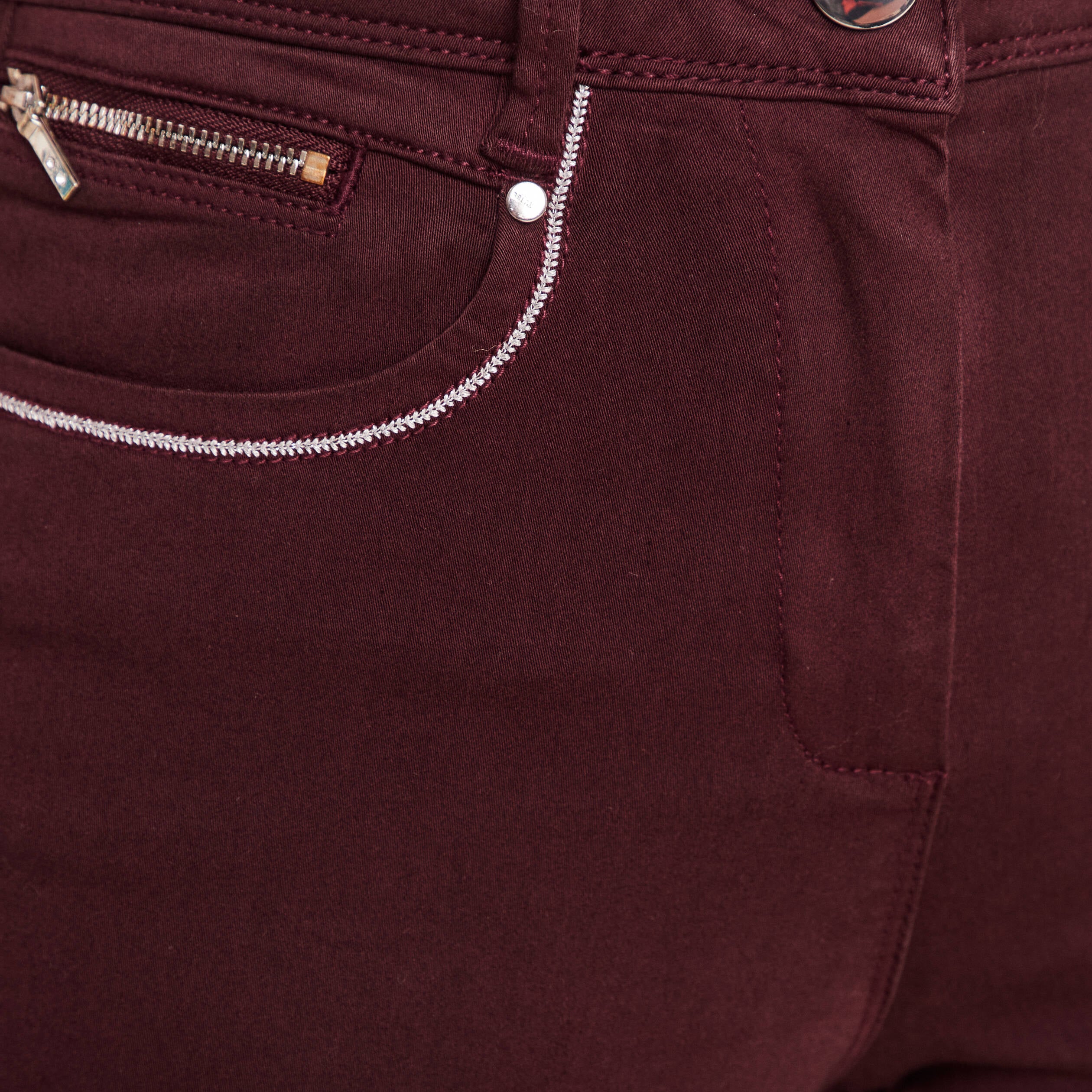 Pantalon droit taille haute bordeaux femme