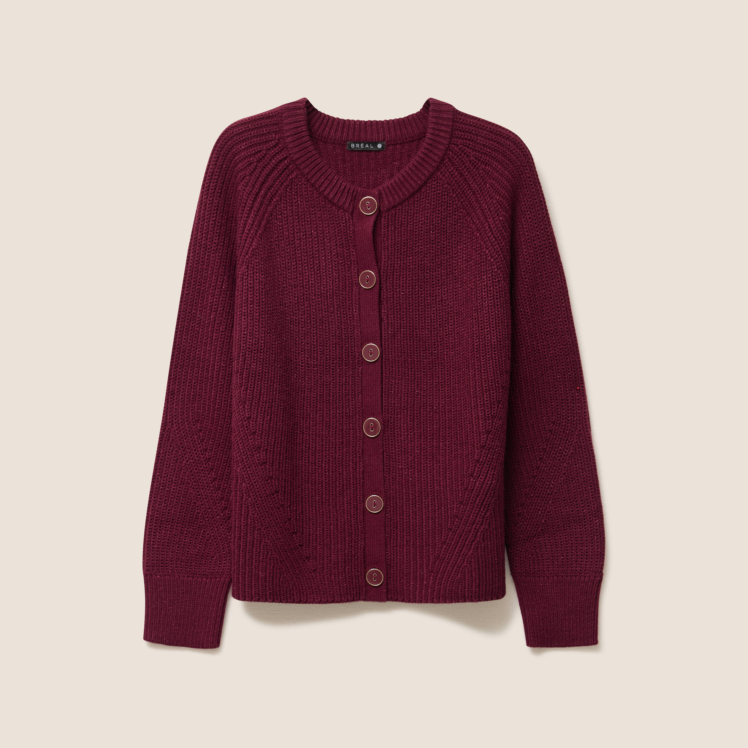gilet droit mi long col rond bordeaux femme Gilet droit mi-long col rond bordeaux femme