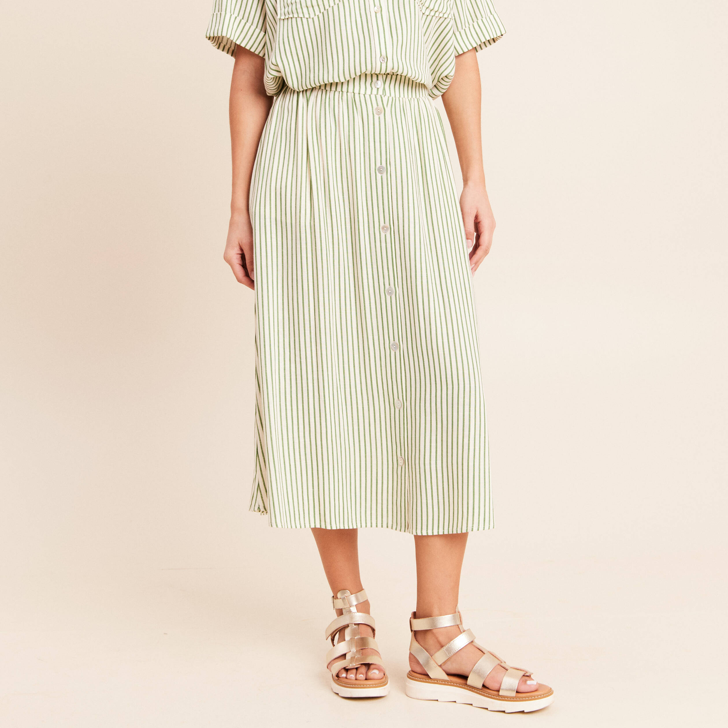 Jupe longue &eacute;vas&eacute;e blanc femme