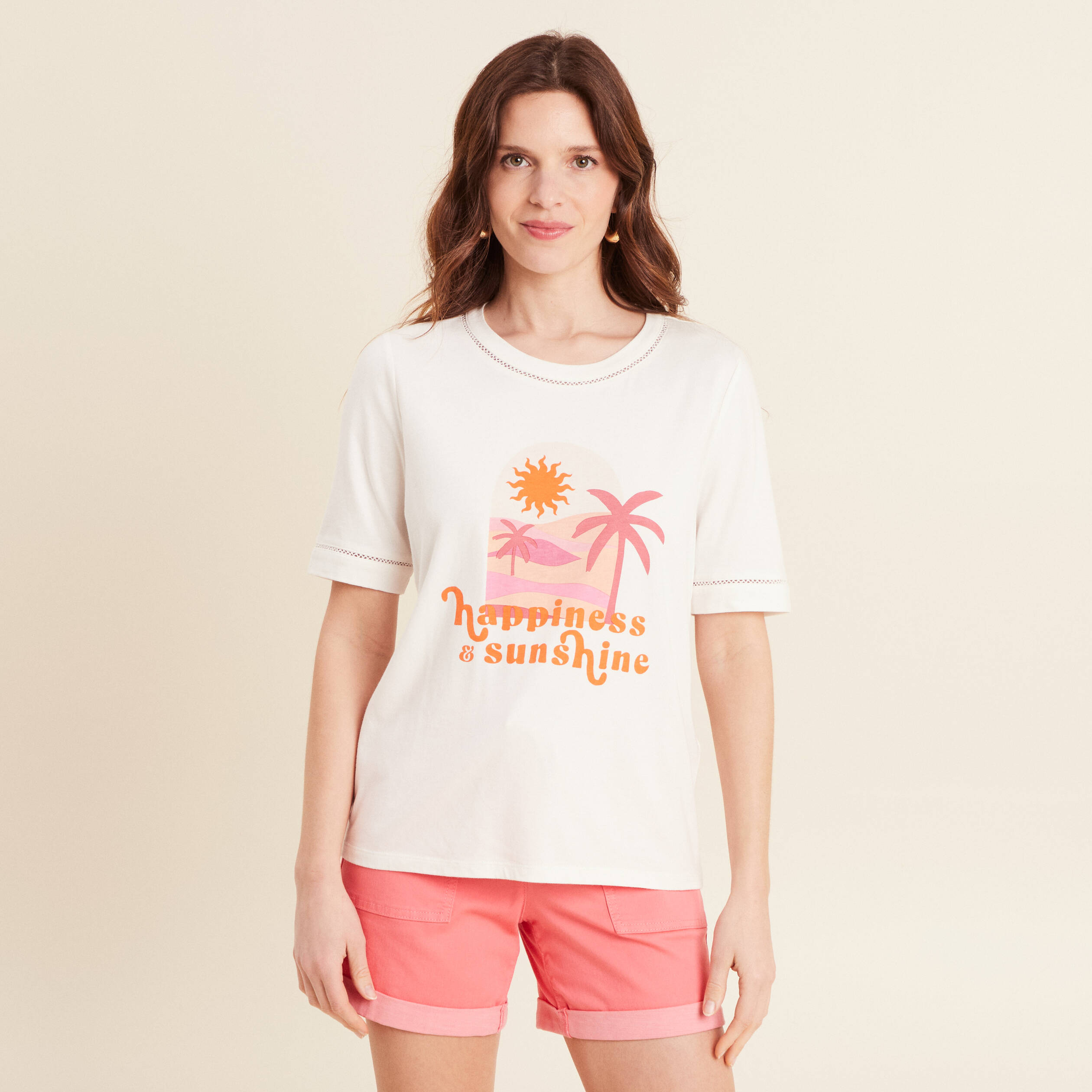 t shirt manches courtes ecru femme T-shirt manches courtes ecru femme