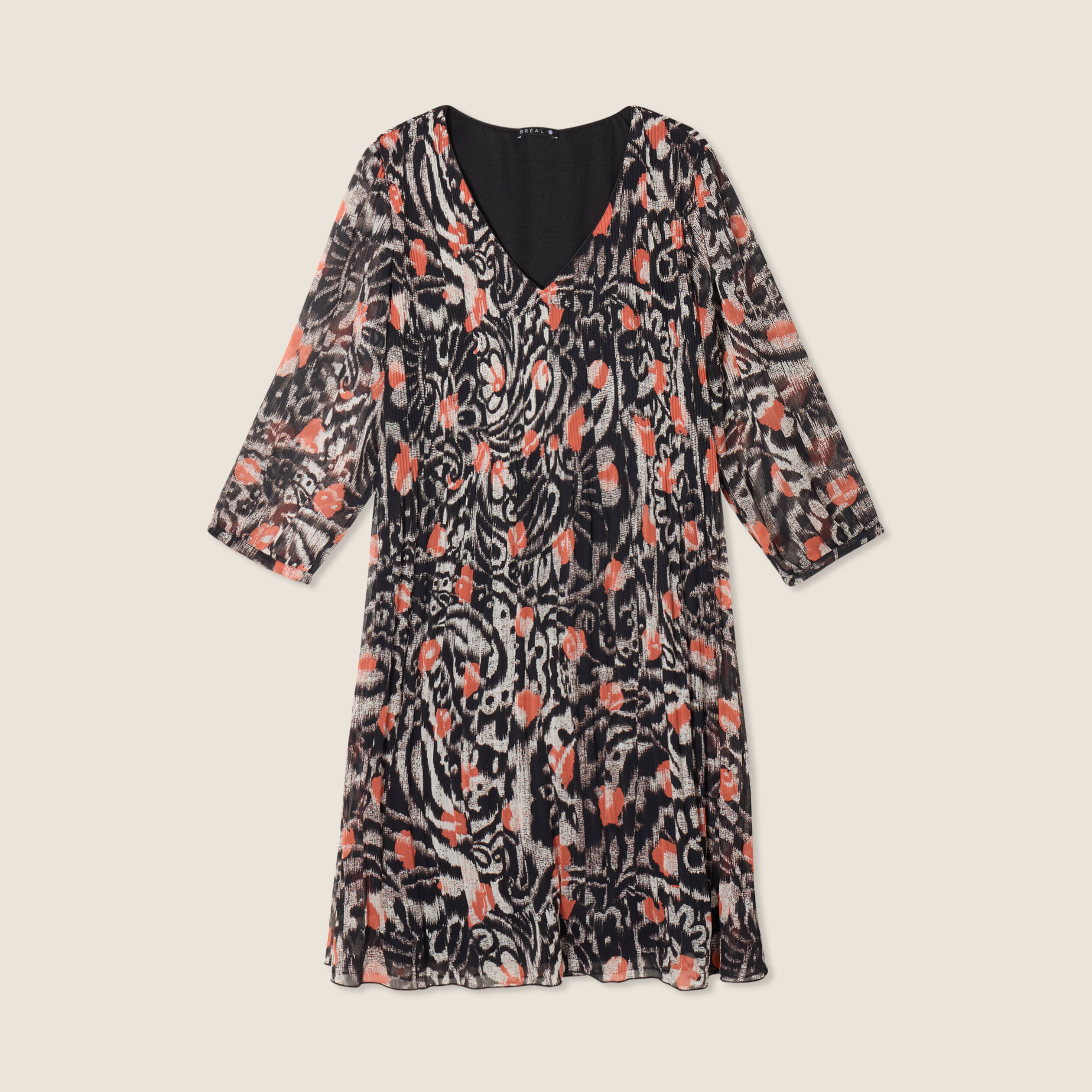 robe evasee plissee orange femme Robe évasée plissée orange femme