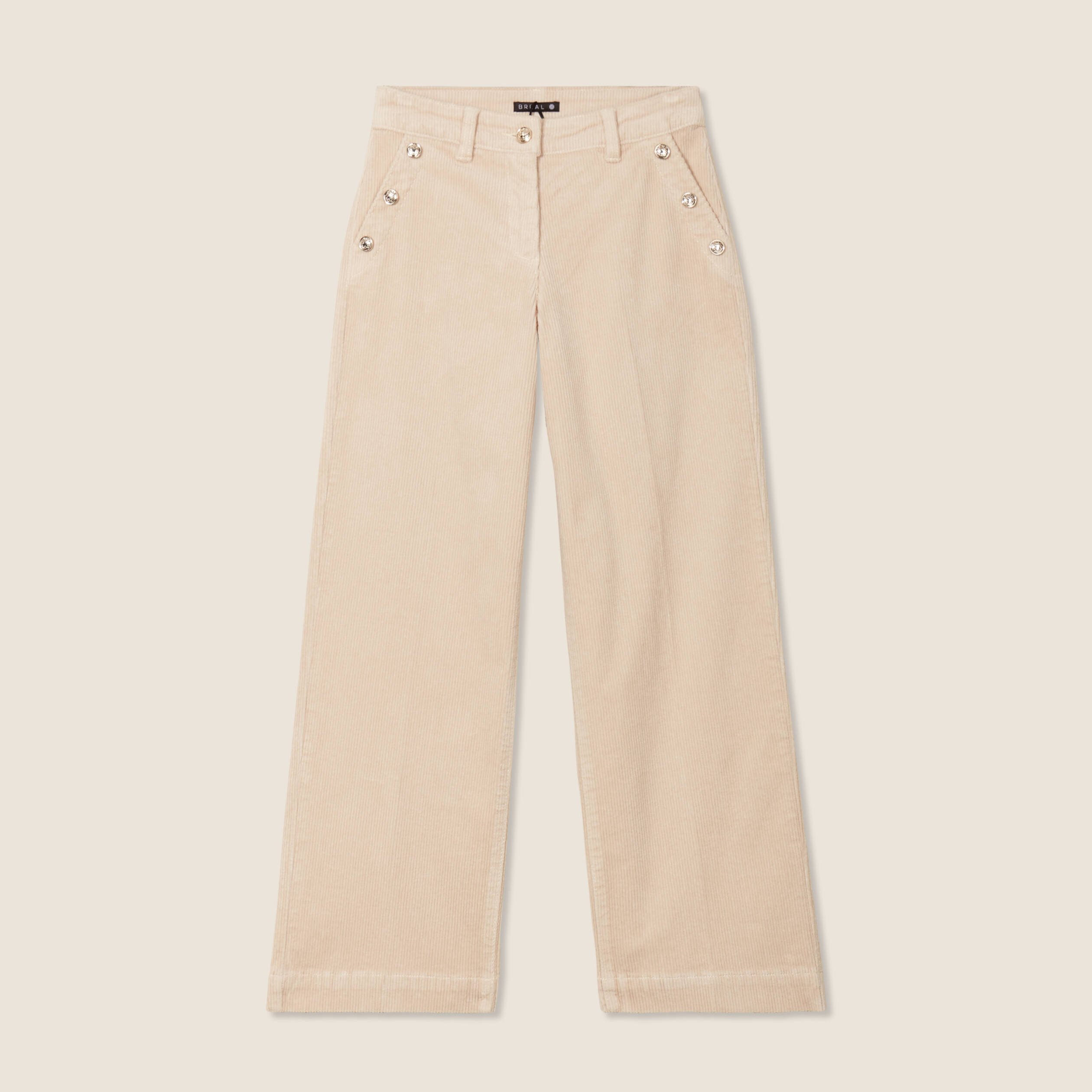 pantalon large velours cotele sable femme Pantalon large velours côtelé sable femme