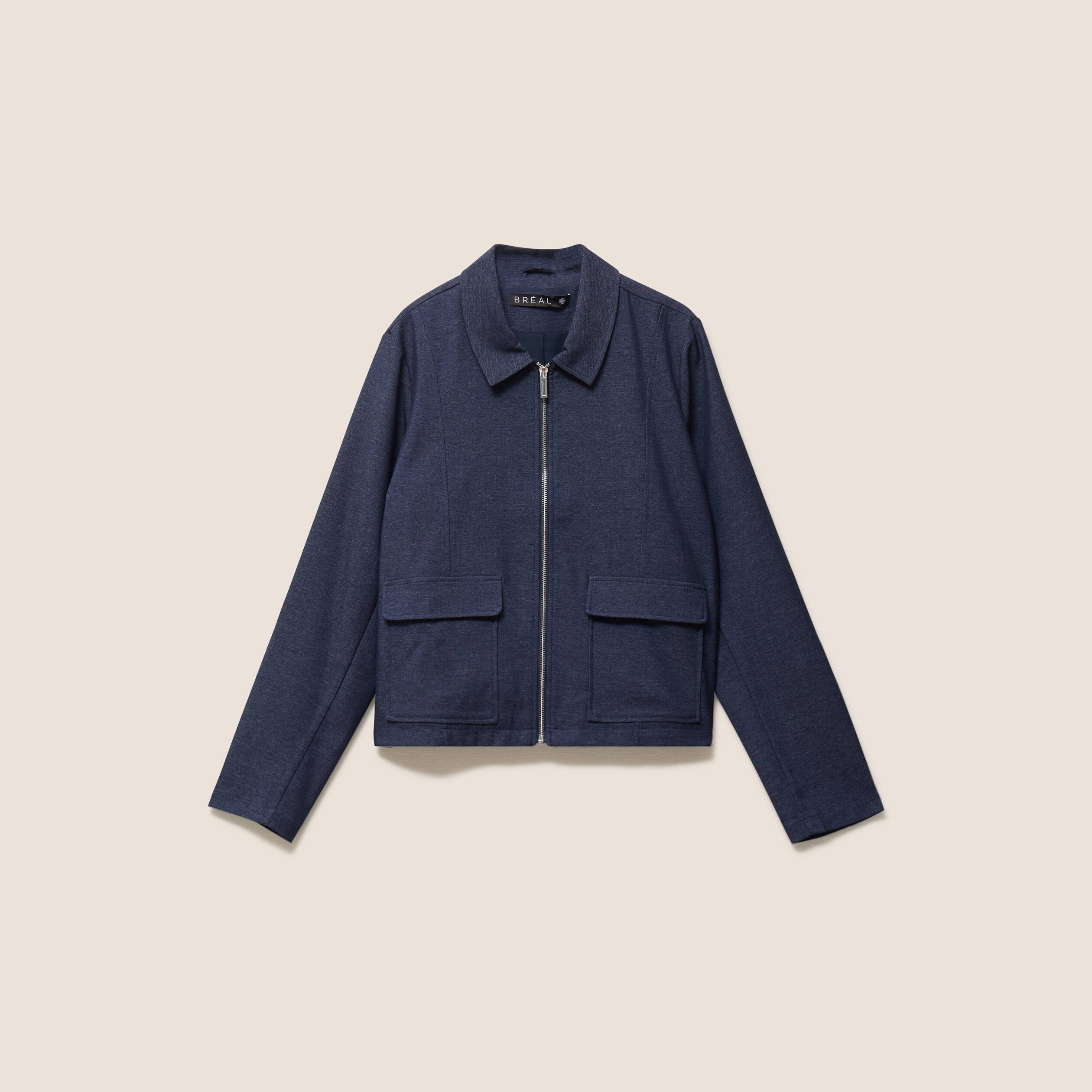 Veste courte droite en jean doubl&eacute;e denim brut femme