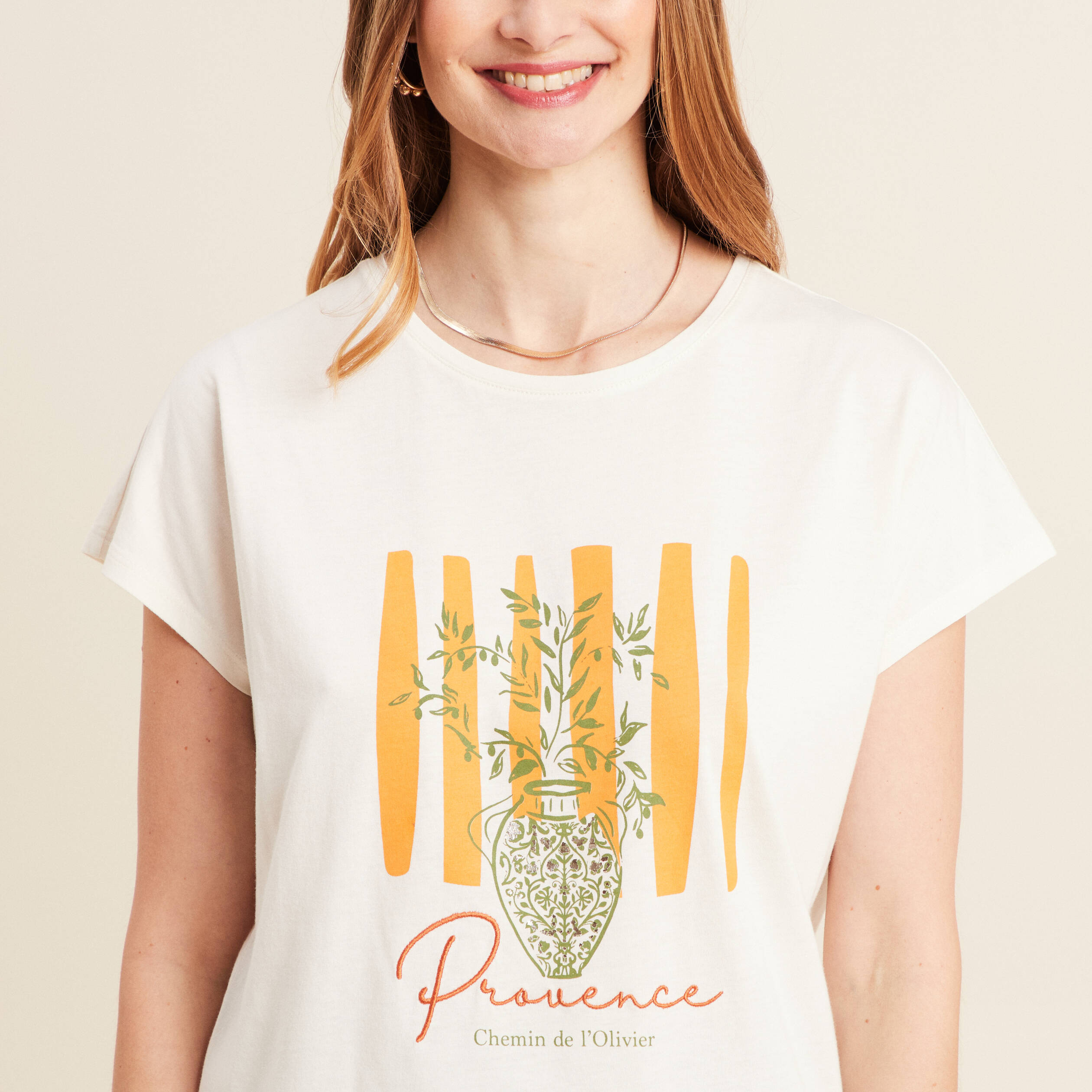 t shirt manches courtes ecru femme T-shirt manches courtes ecru femme