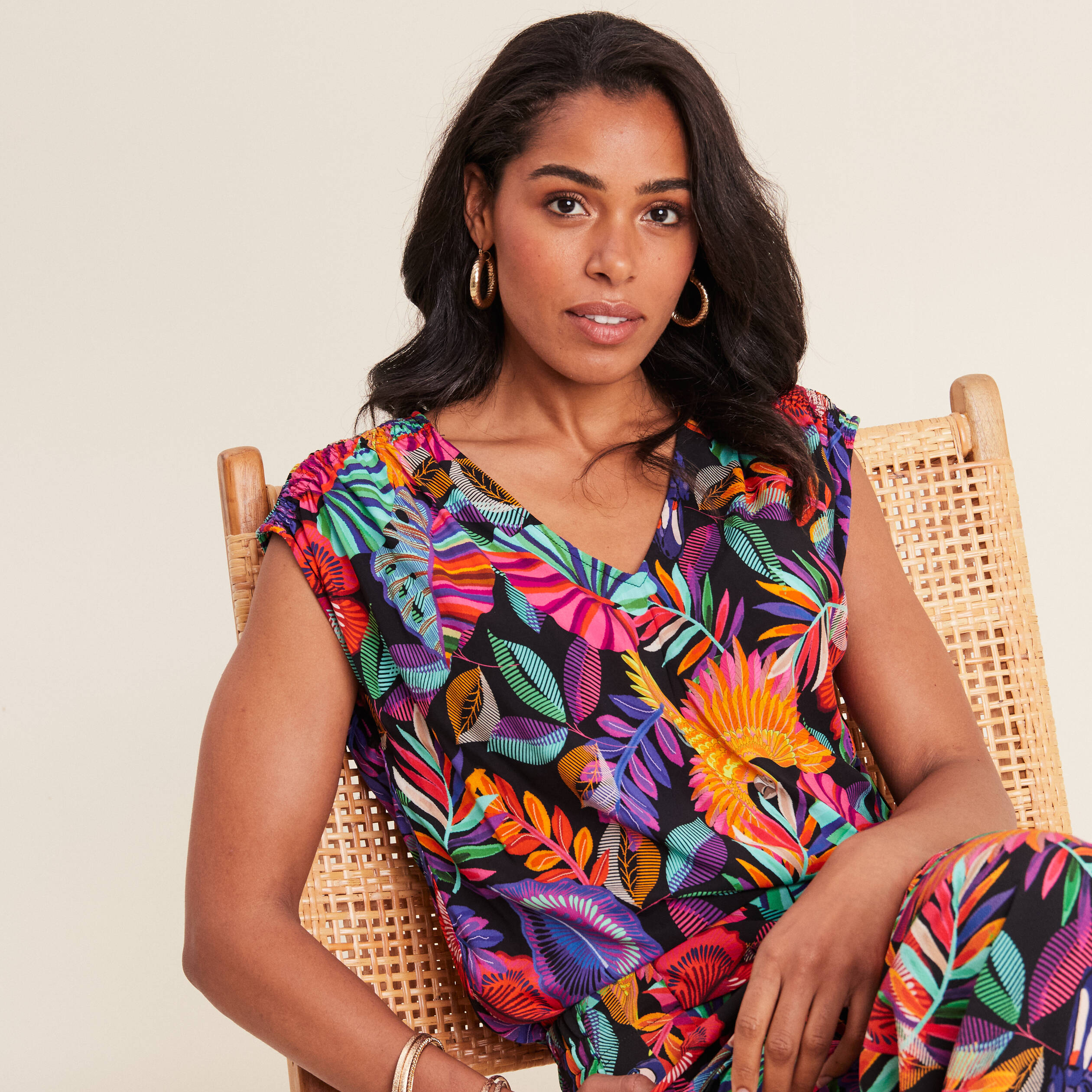 blouse sans manches multicolore femme Blouse sans manches multicolore femme