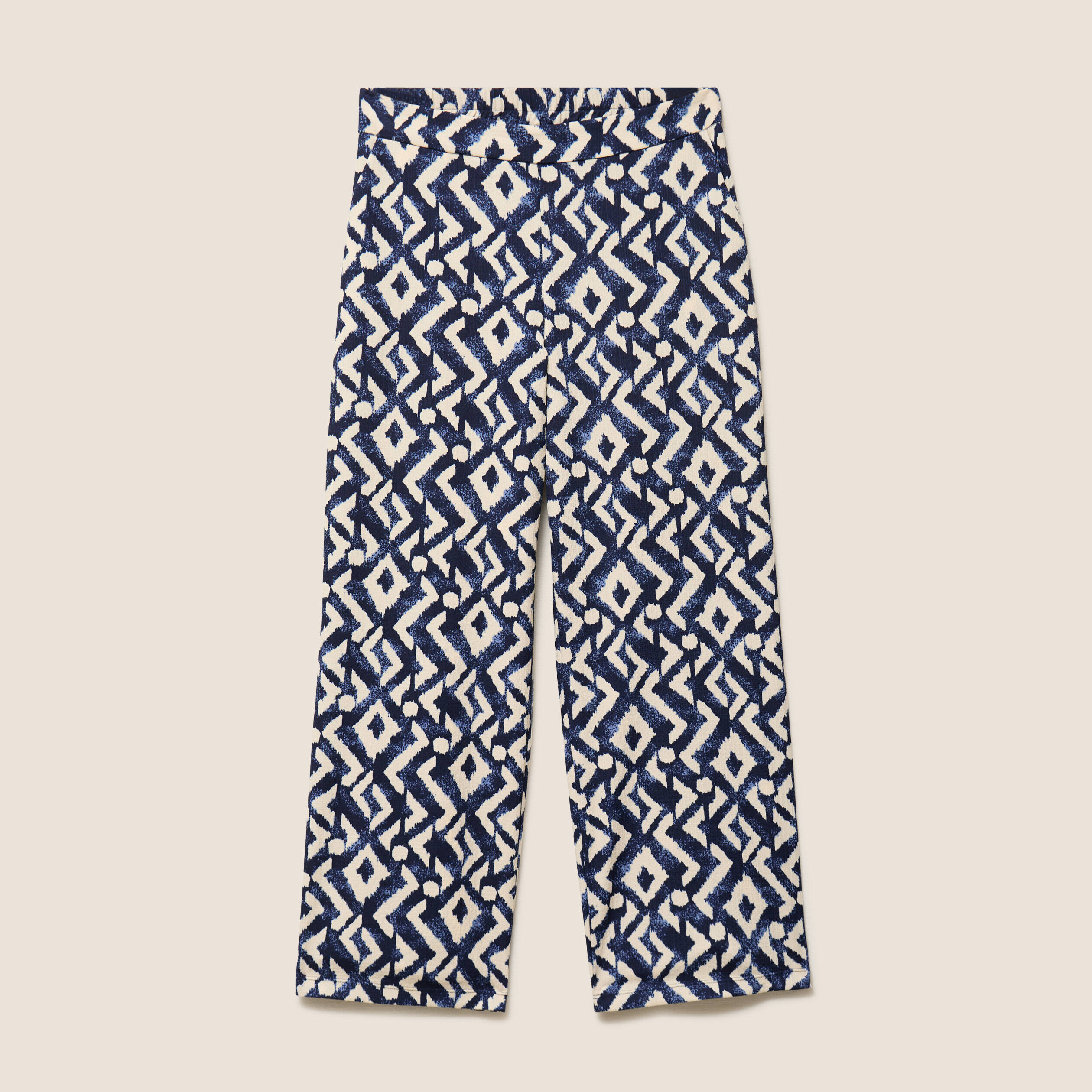 Pantalon large taille haute bleu femme