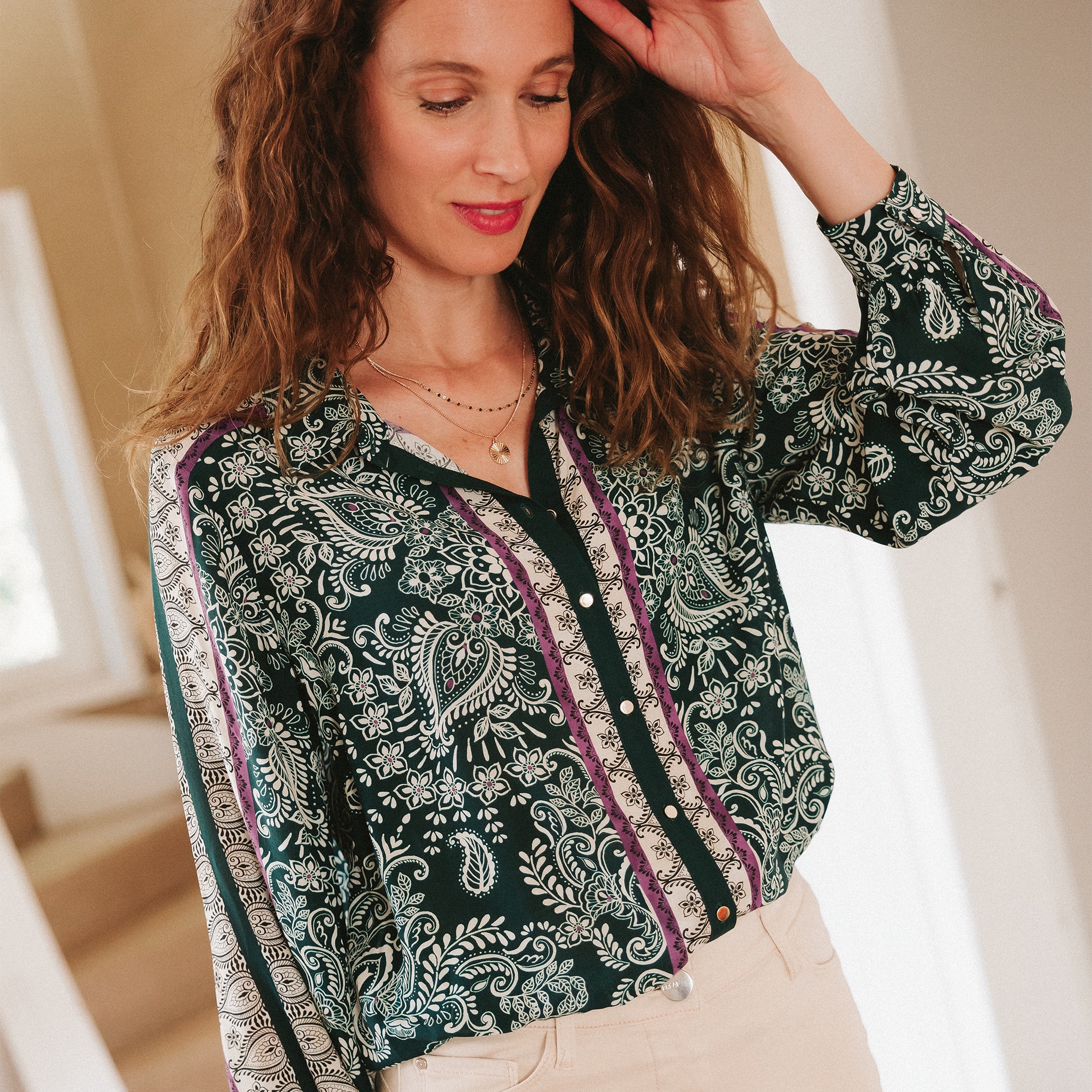 chemise manches longues vert femme Chemise manches longues vert femme