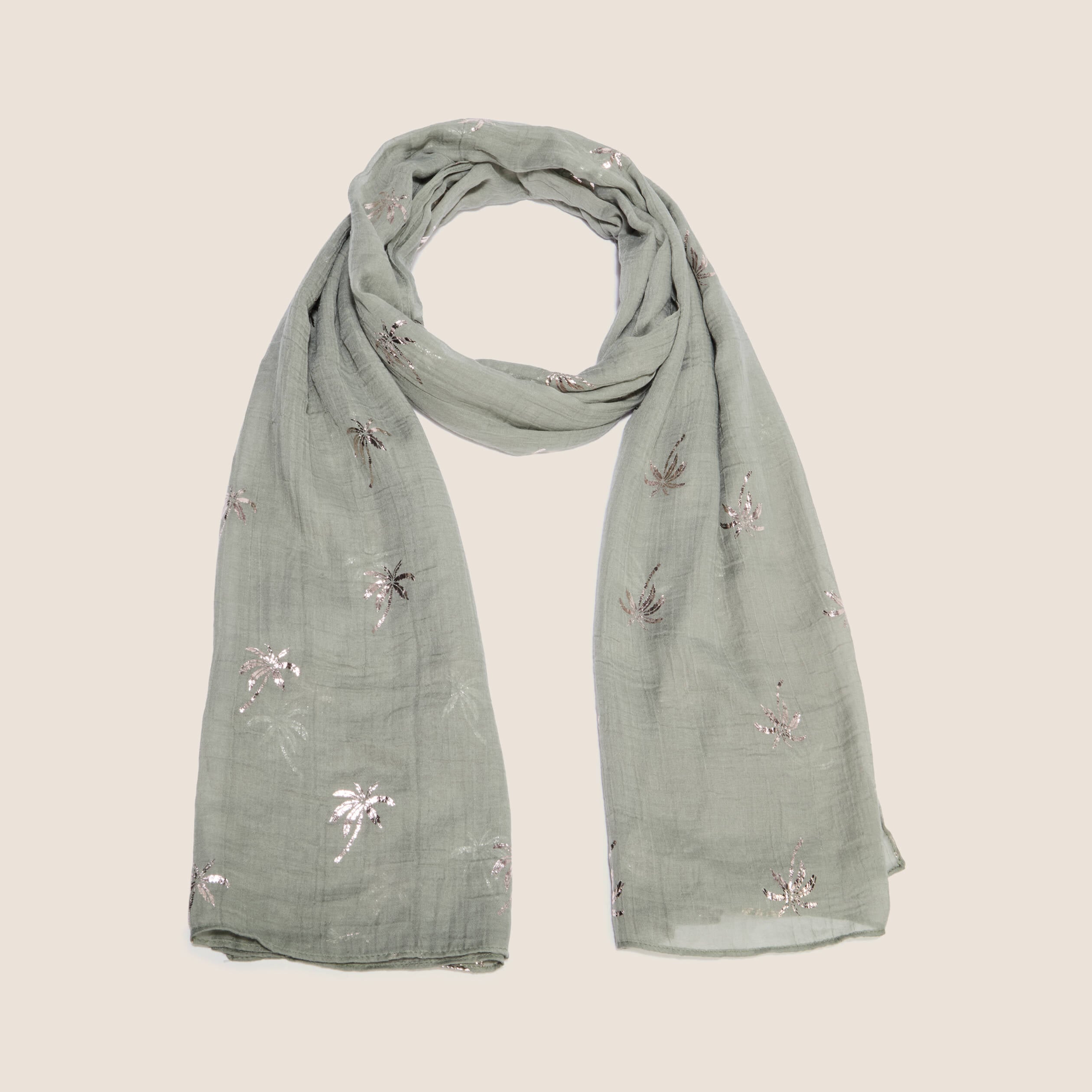 Foulard effet froiss&eacute; vert clair femme