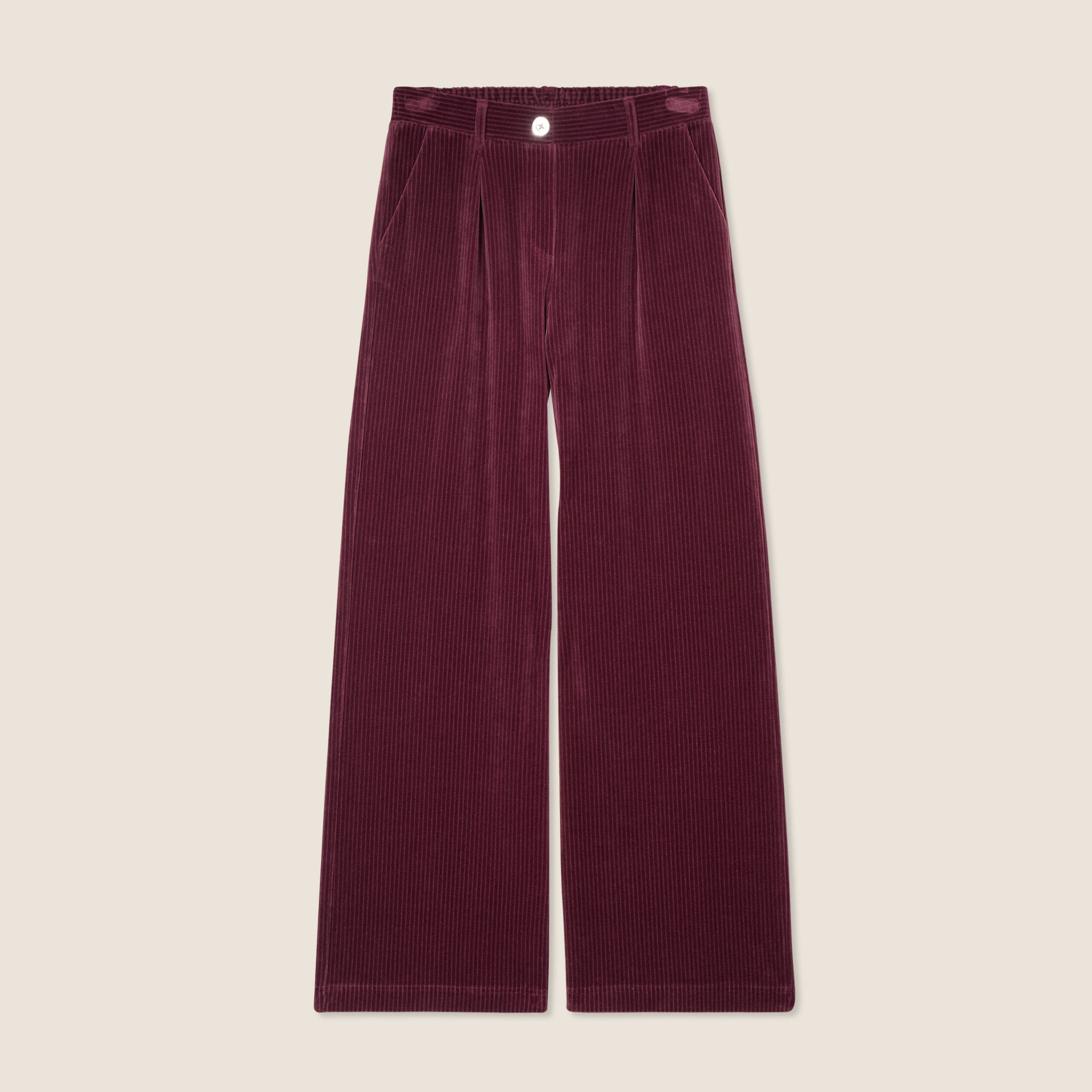 Pantalon large velours bordeaux femme Vibs