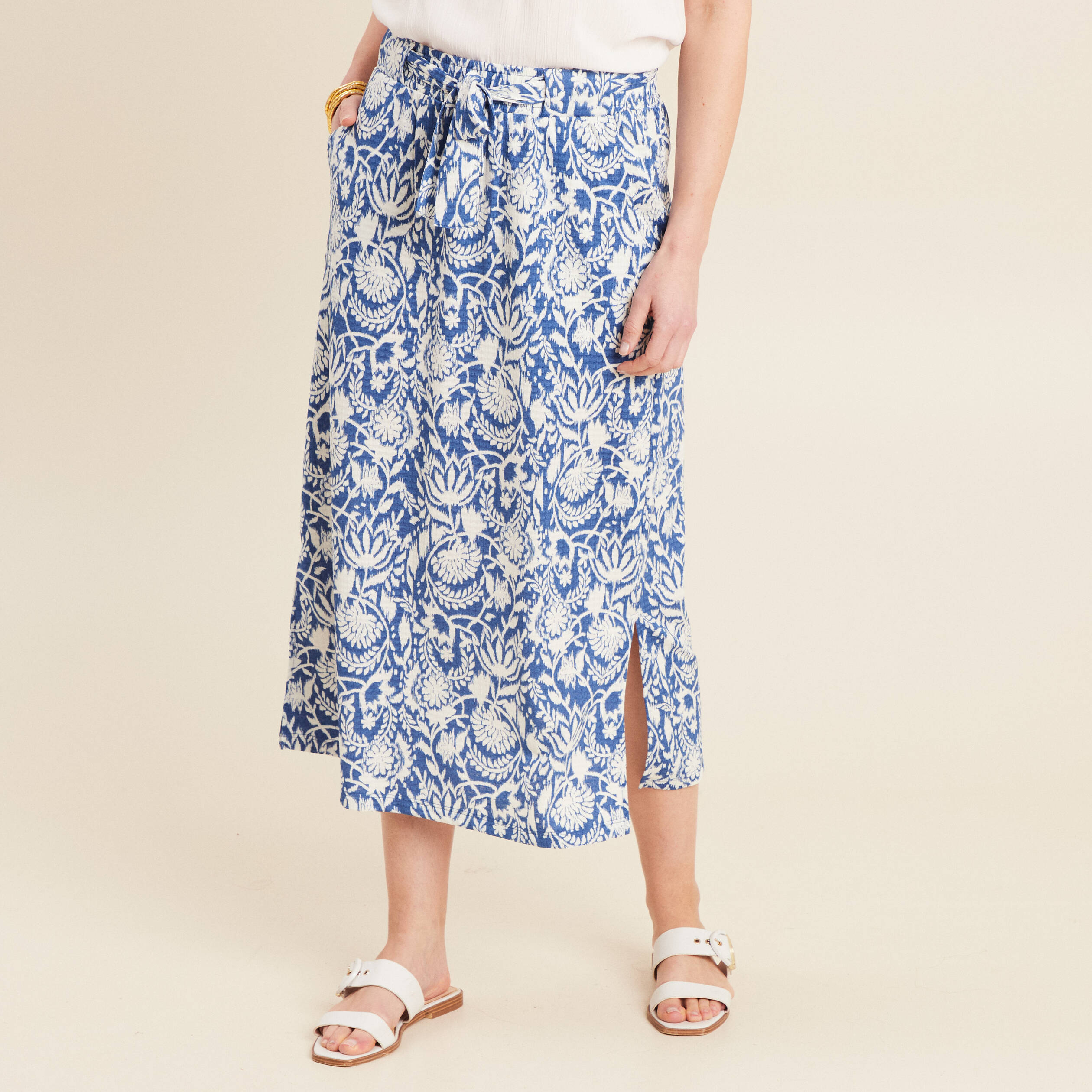 jupe midi droite bleu femme Jupe midi droite bleu femme
