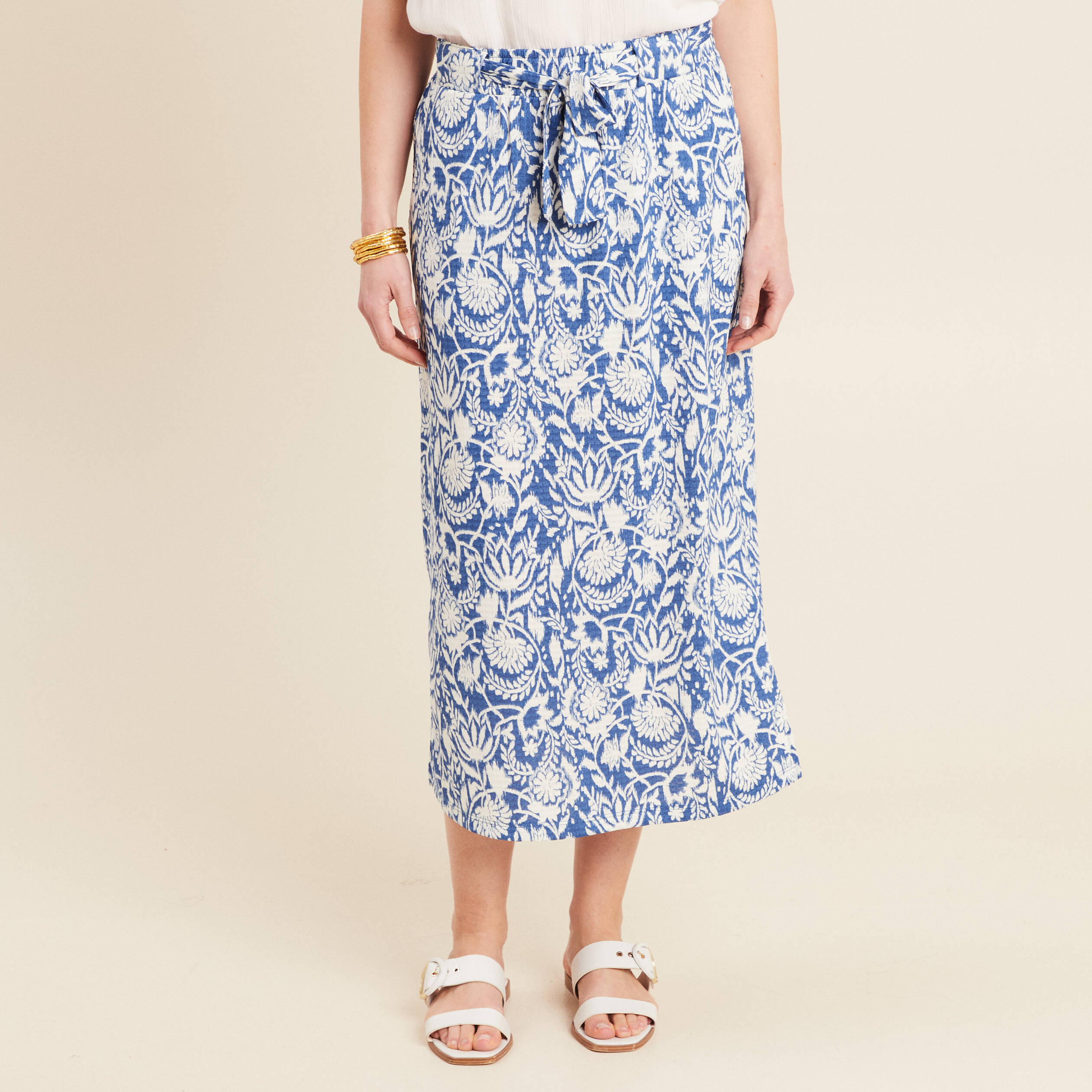 jupe midi droite bleu femme Jupe midi droite bleu femme
