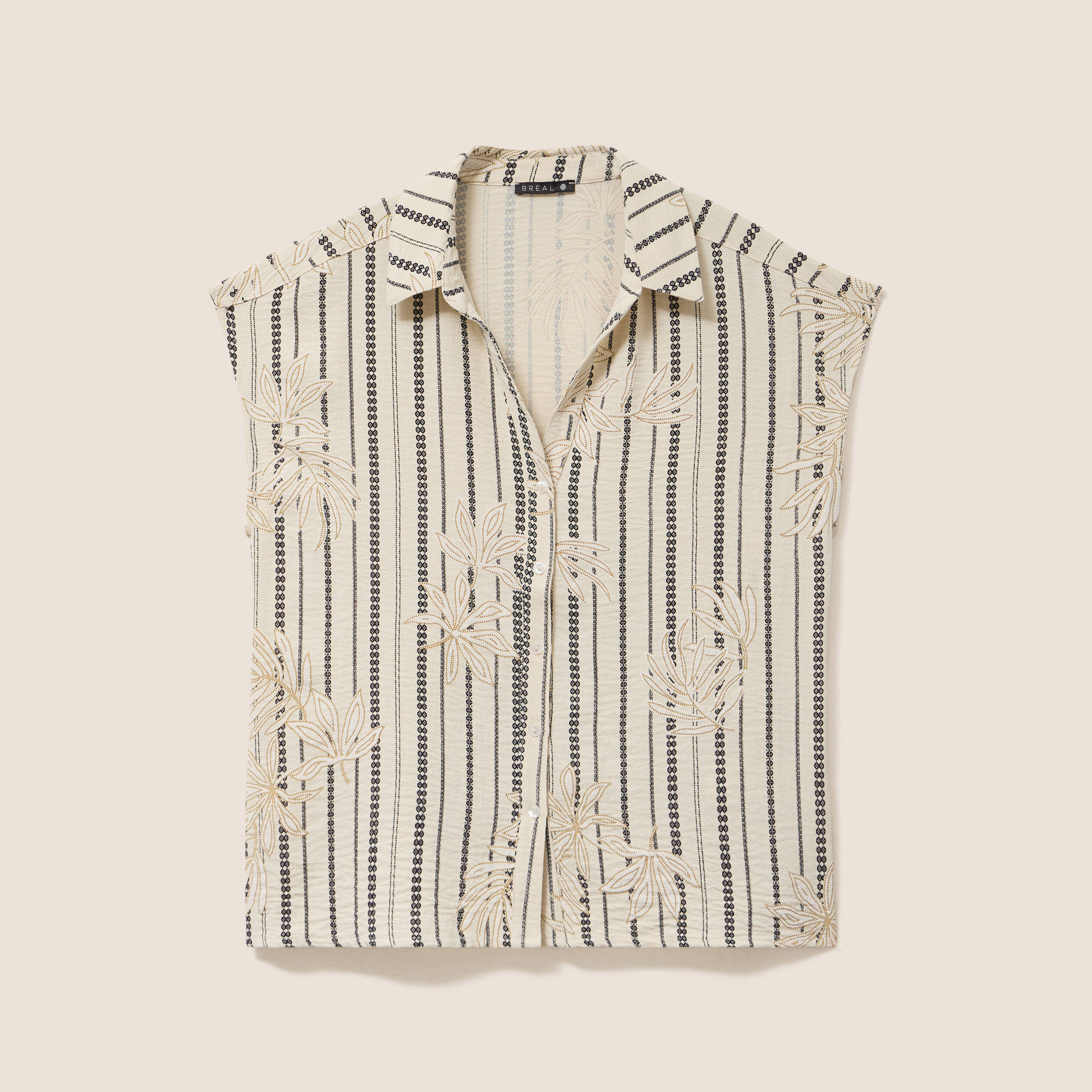 Chemise col chemise manches courtes noir femme