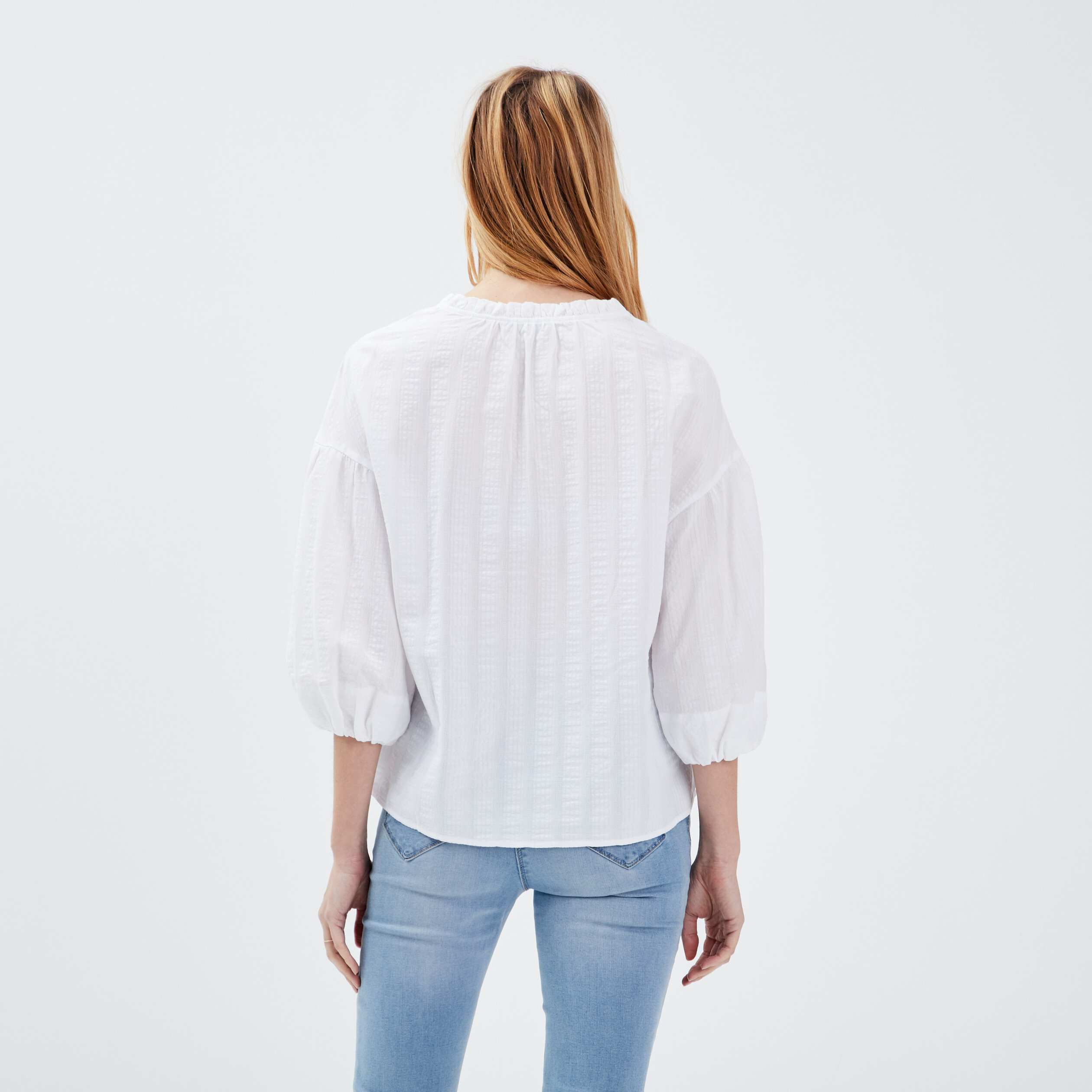 blouse manches 34 ecru femme Blouse manches 3/4 ecru femme