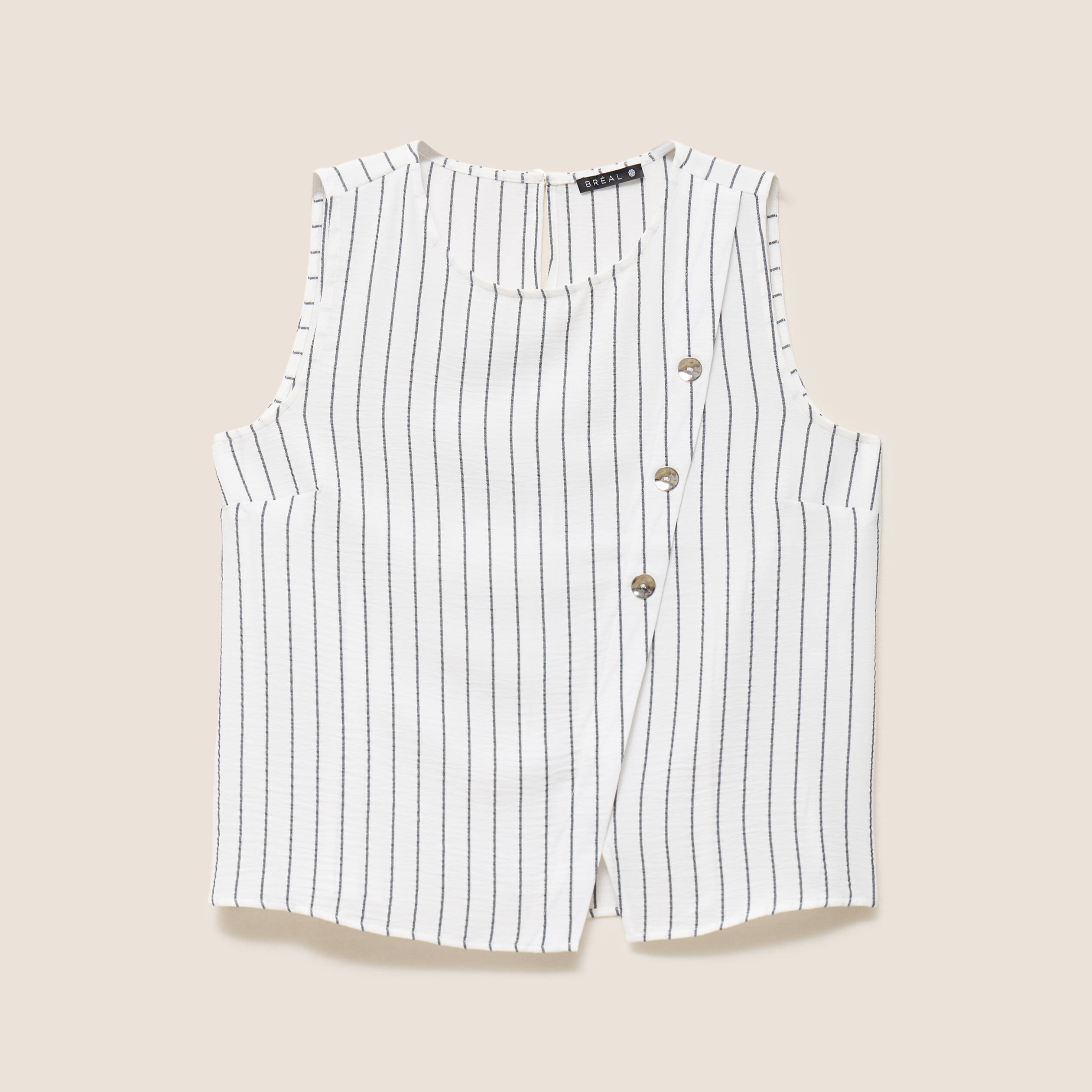 Blouse droite courte sans manches gris fonc&eacute; femme