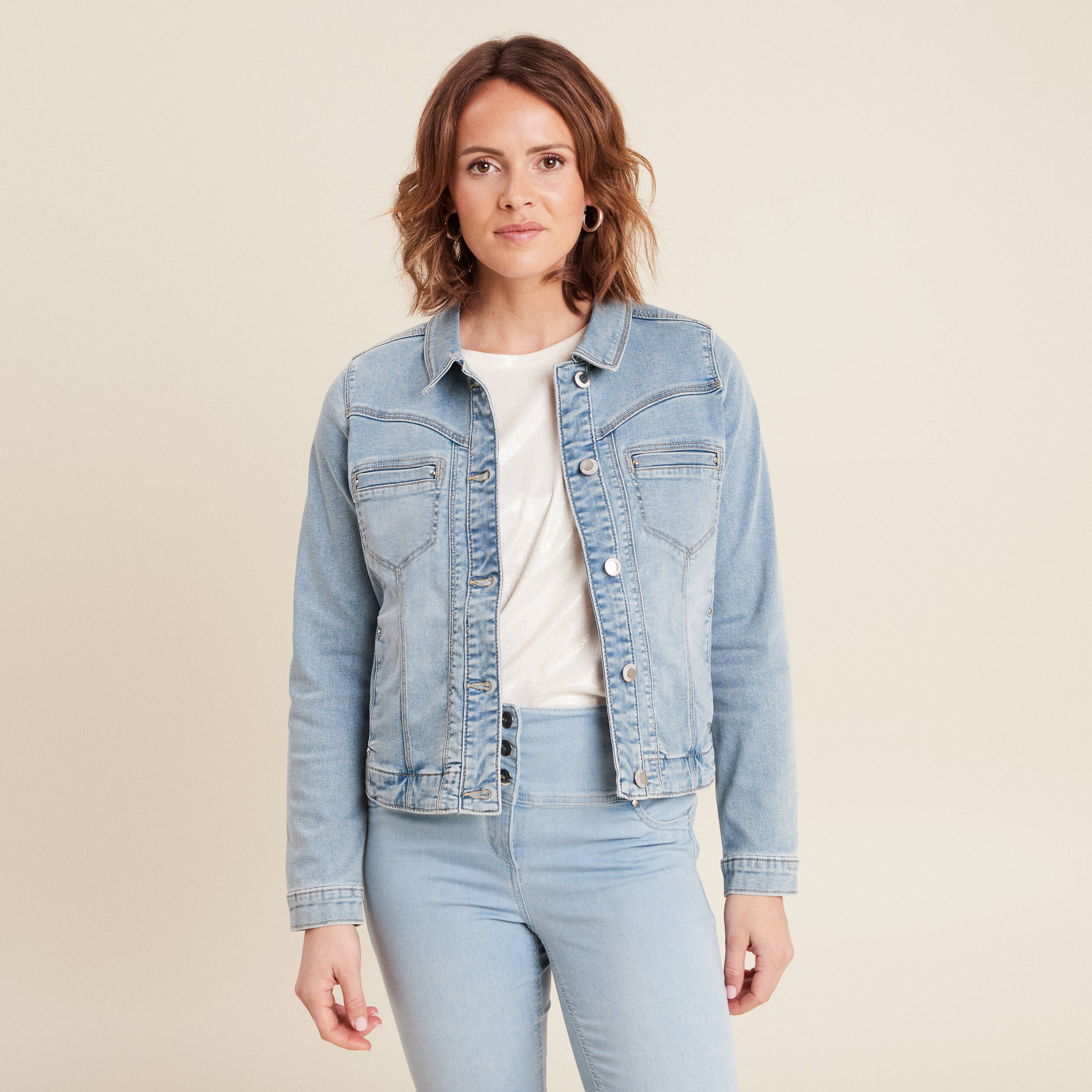 blouson en jean denim baby bleu femme Blouson en jean denim baby bleu femme