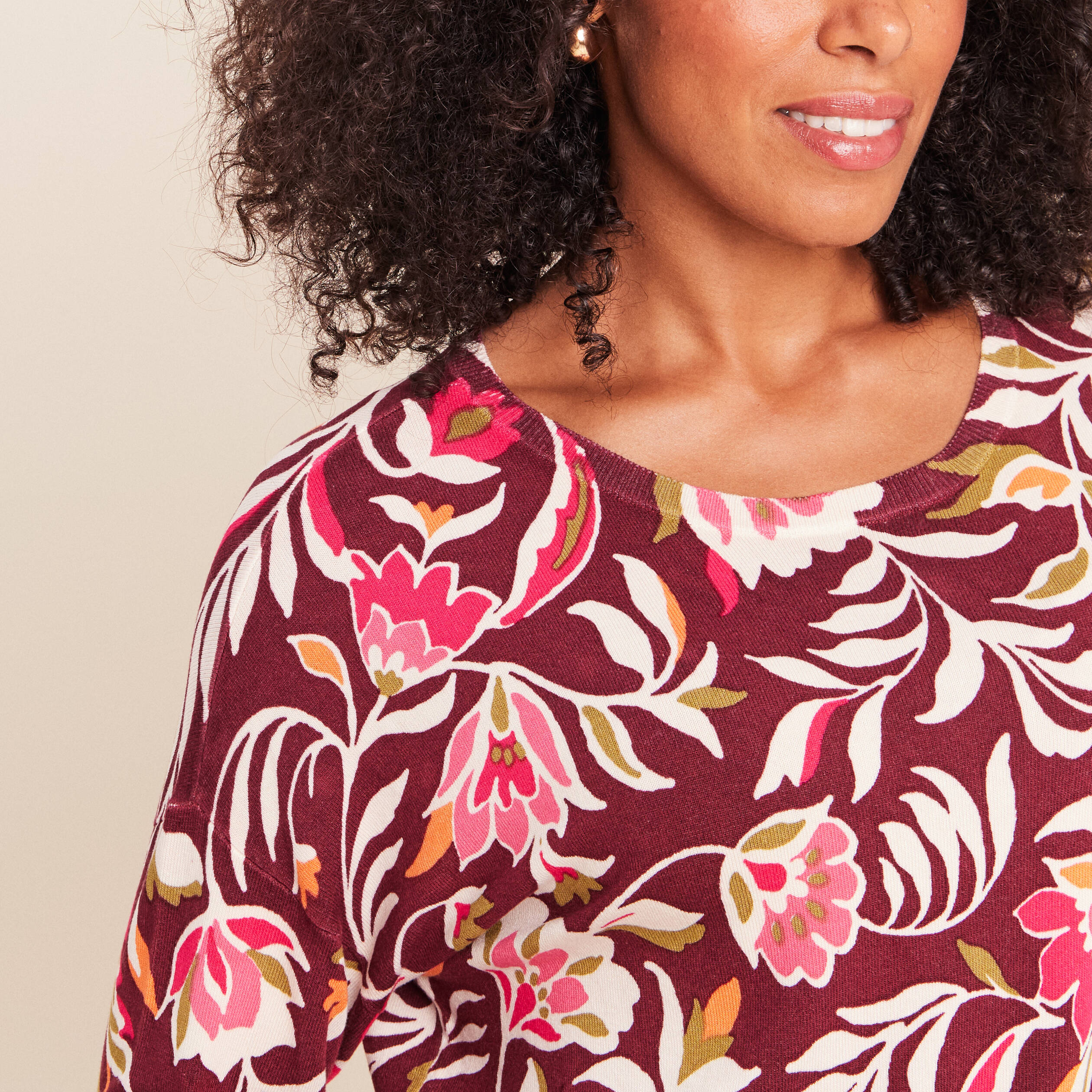 Pull manches longues rose femme
