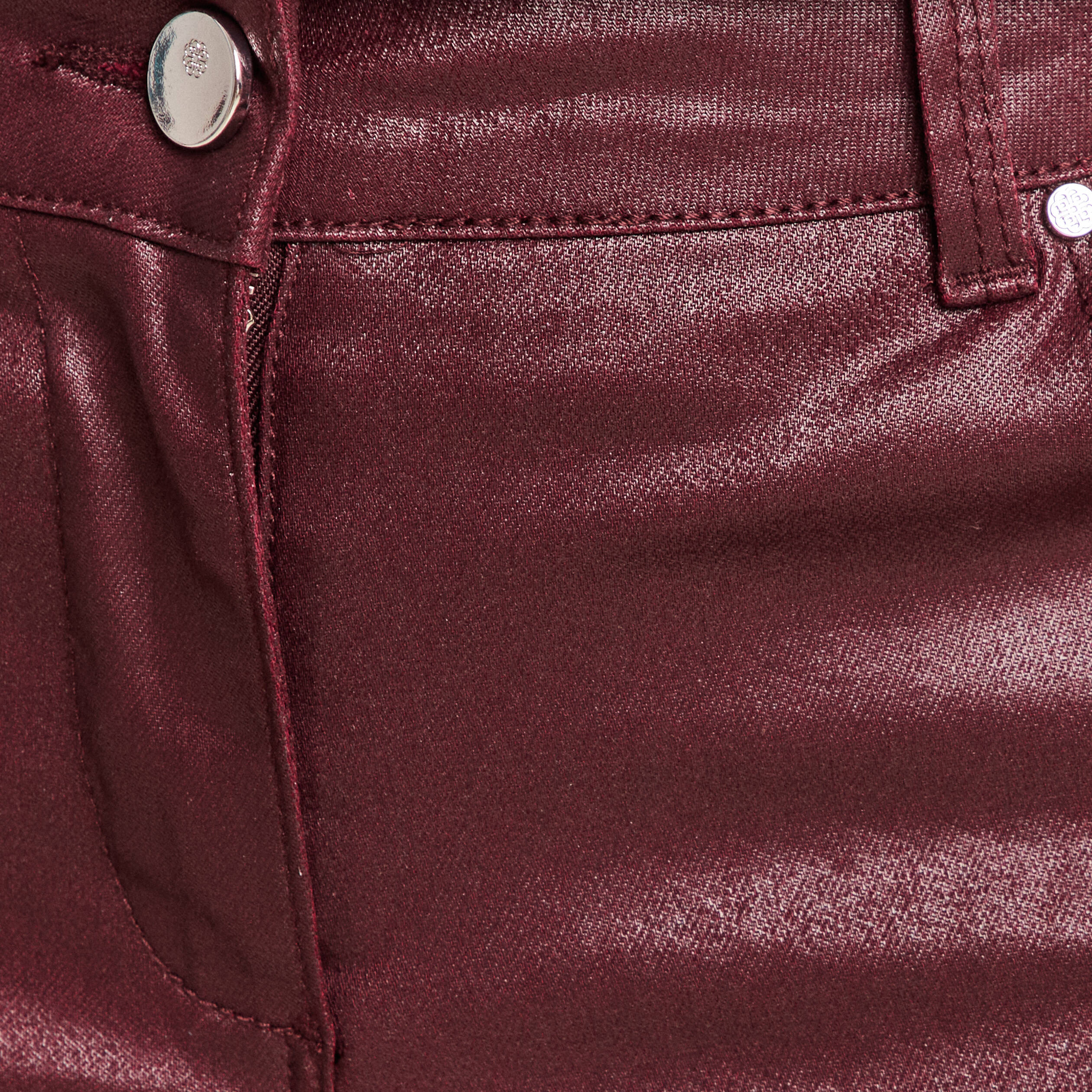 Pantalon enduit coupe large bordeaux femme