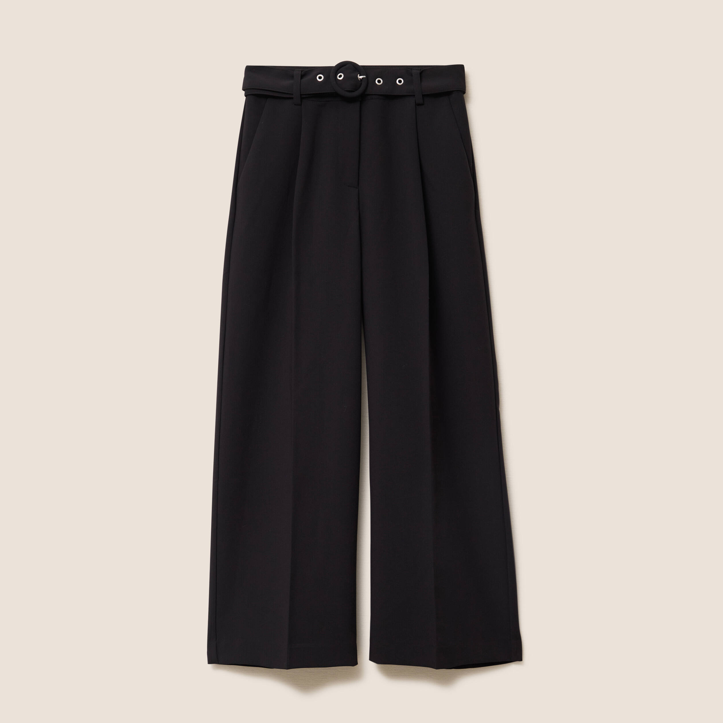 Pantalon droit 7/8&egrave;me taille haute noir femme
