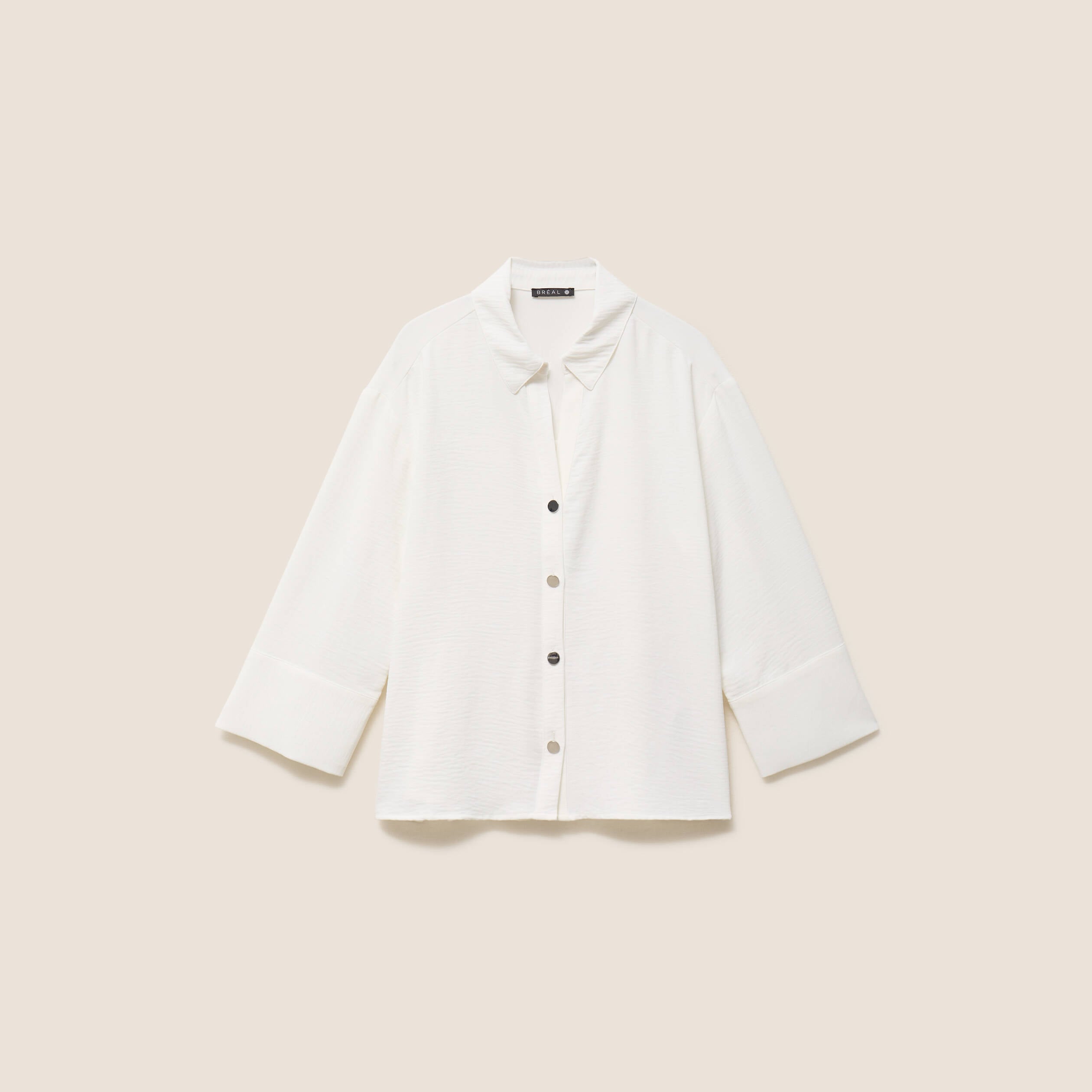 Chemise col chemise manches 3/4 ecru femme
