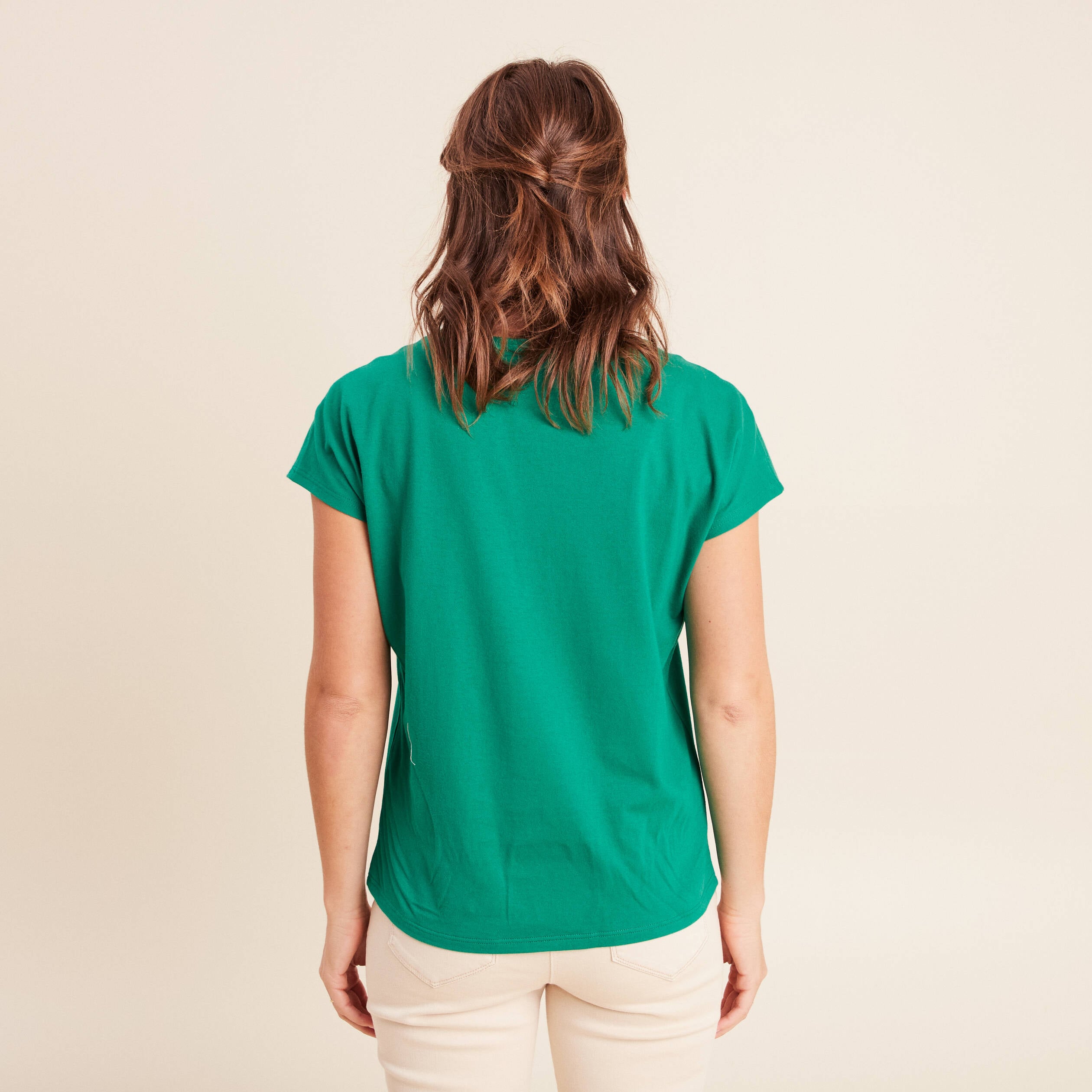T-shirt col rond manches courtes vert menthe femme