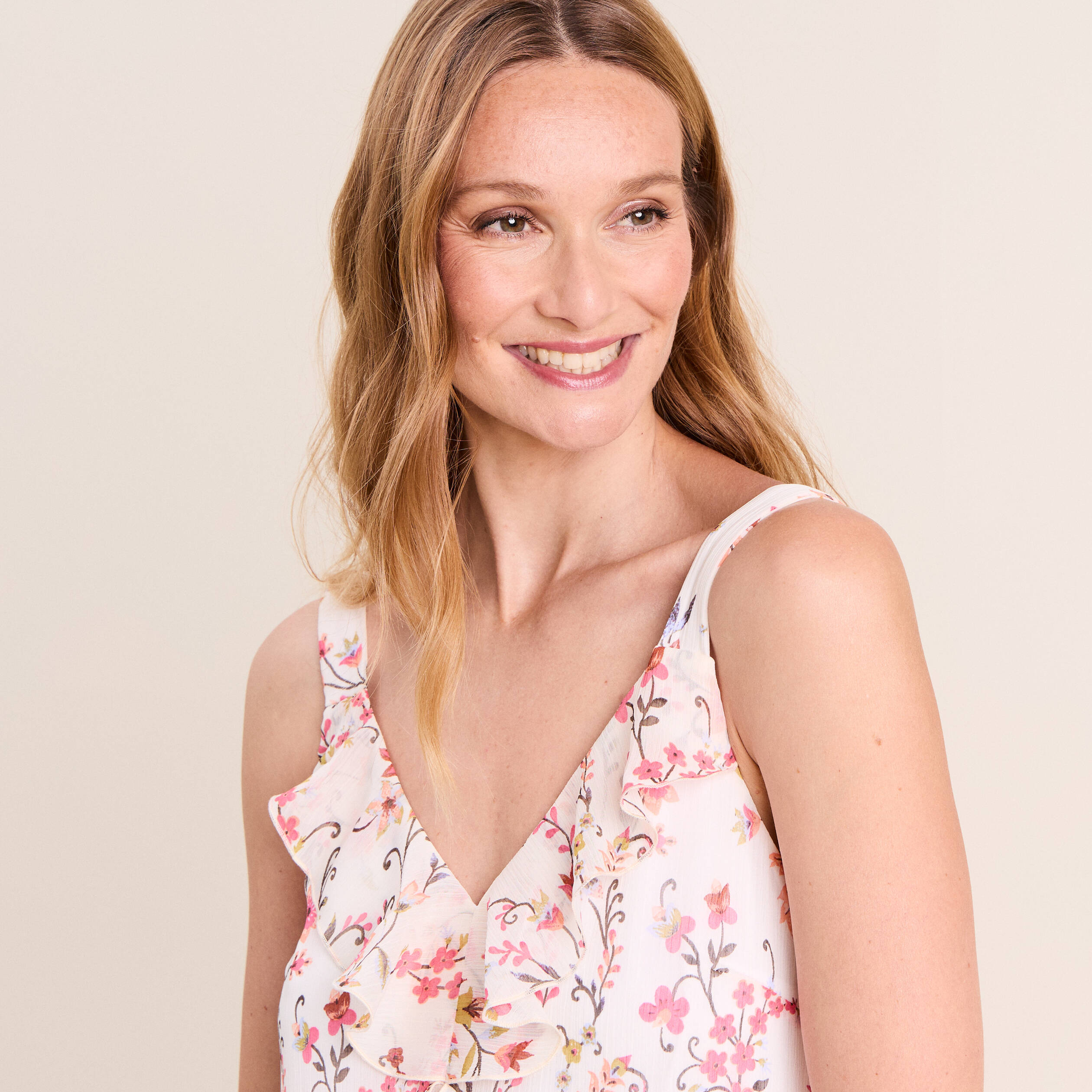 Robe longue &eacute;vas&eacute;e sans manches doubl&eacute;e multicolore femme