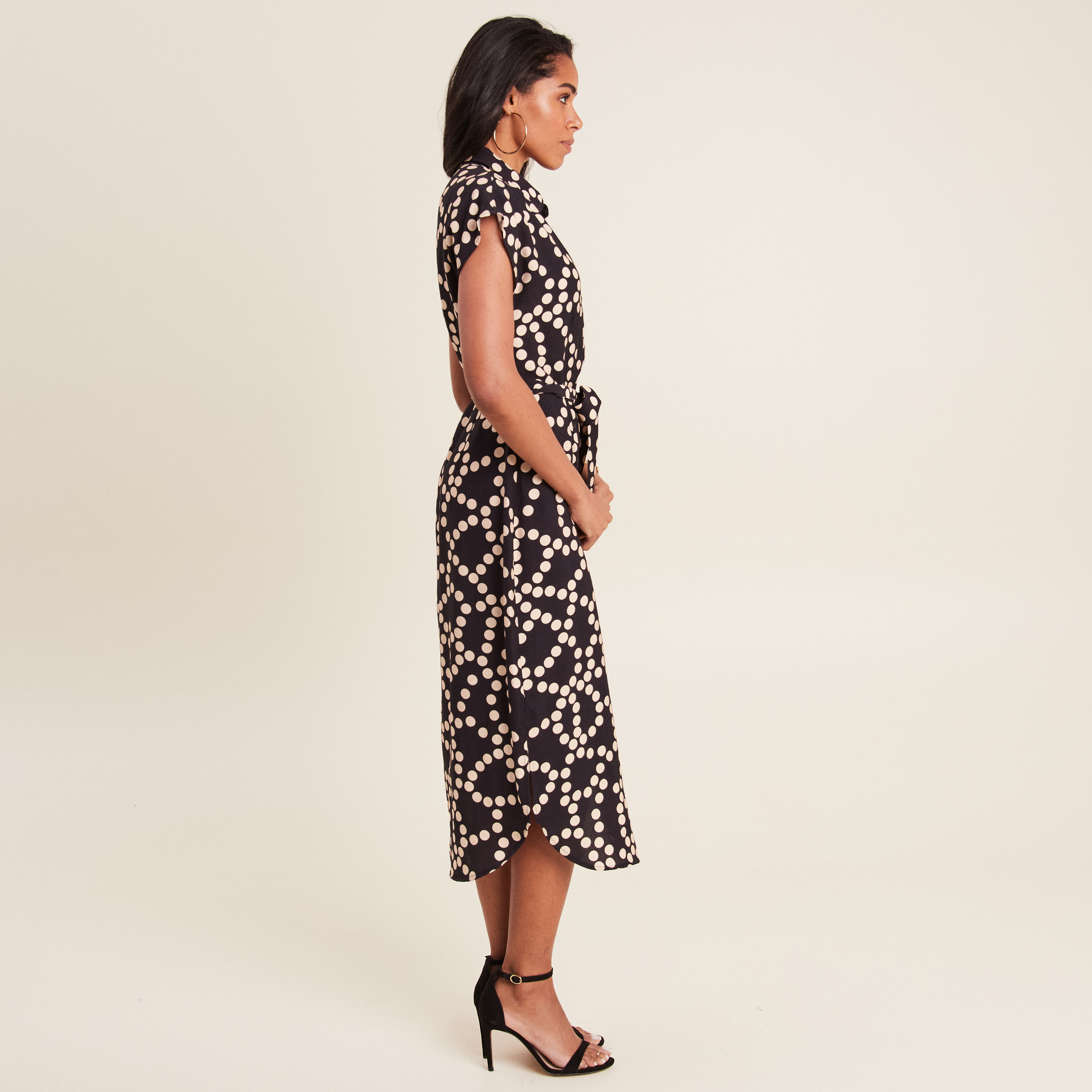 robe chemise midi ceinturee noir femme Robe chemise midi ceinturée noir femme