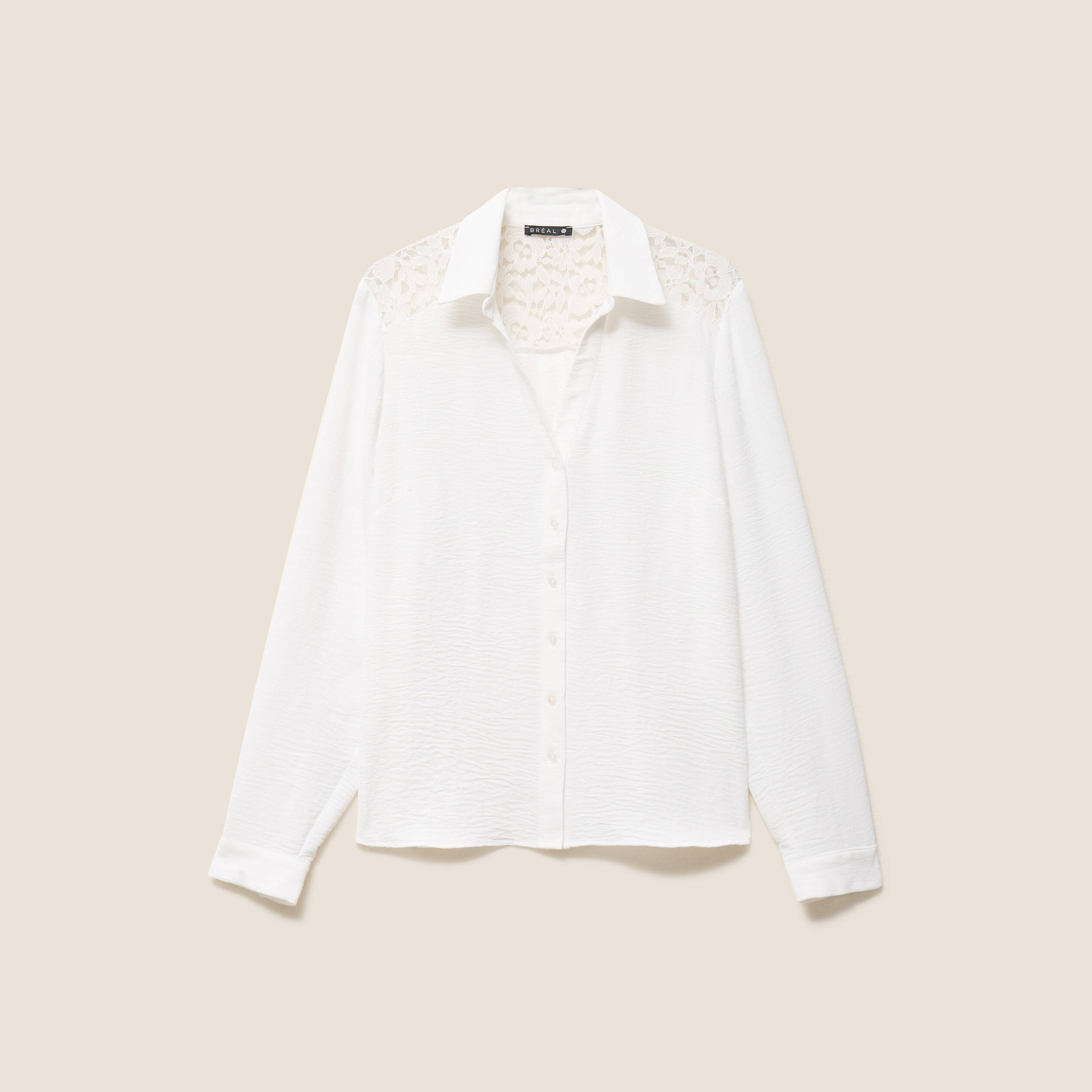 Chemise ample fluide manches longues ecru femme