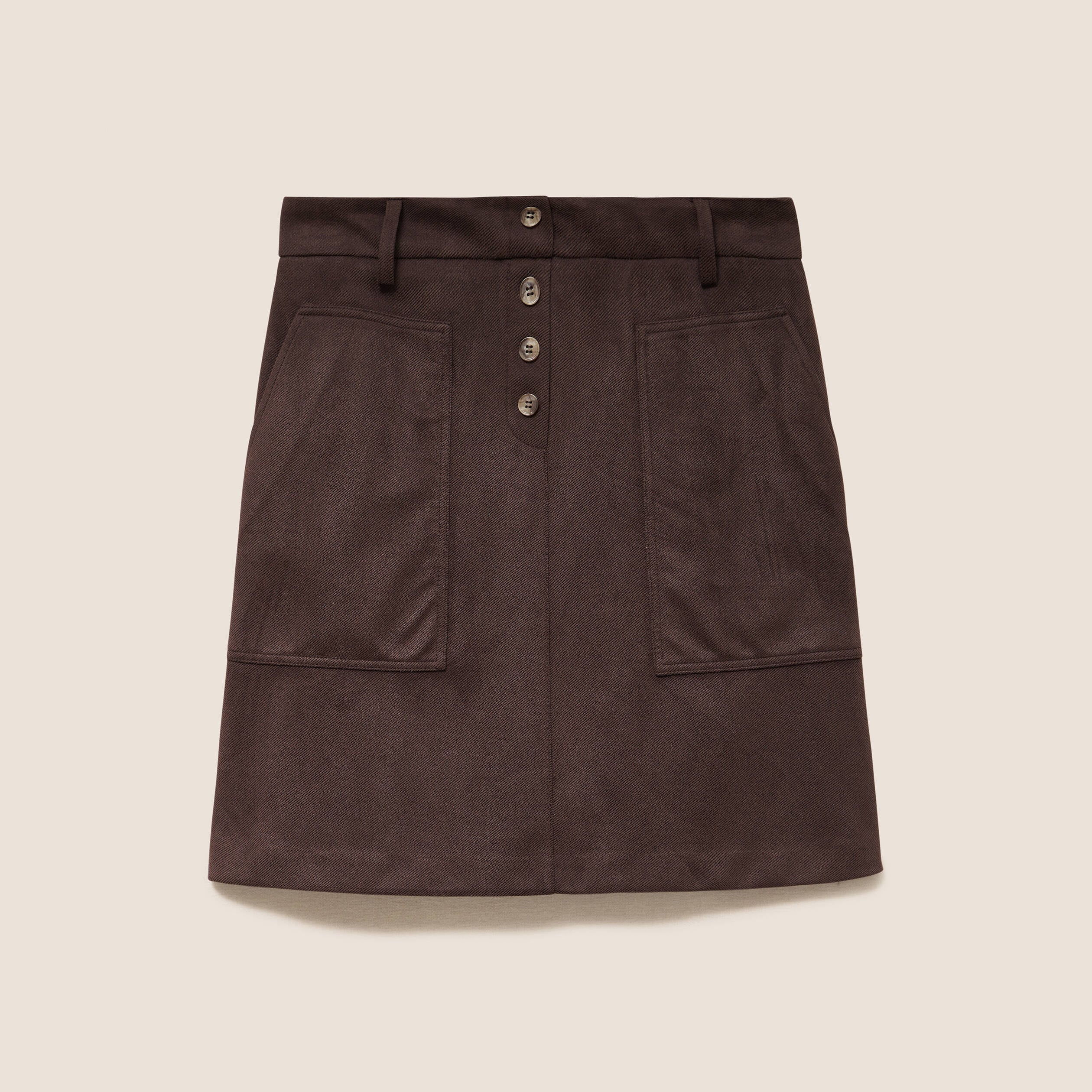 Jupe aspect daim marron fonc&eacute; femme