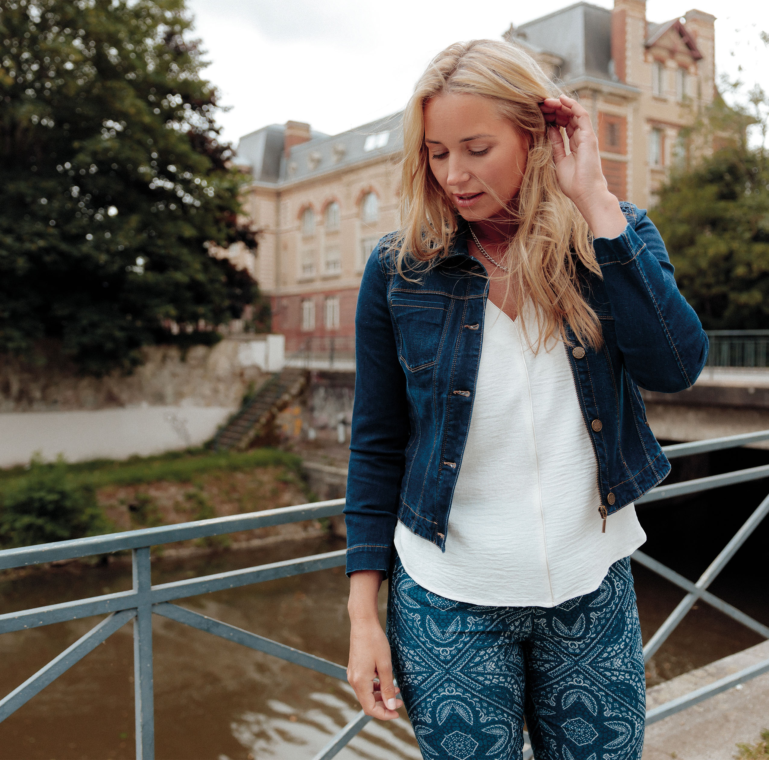 Veste cintr e en jean denim brut femme Vibs