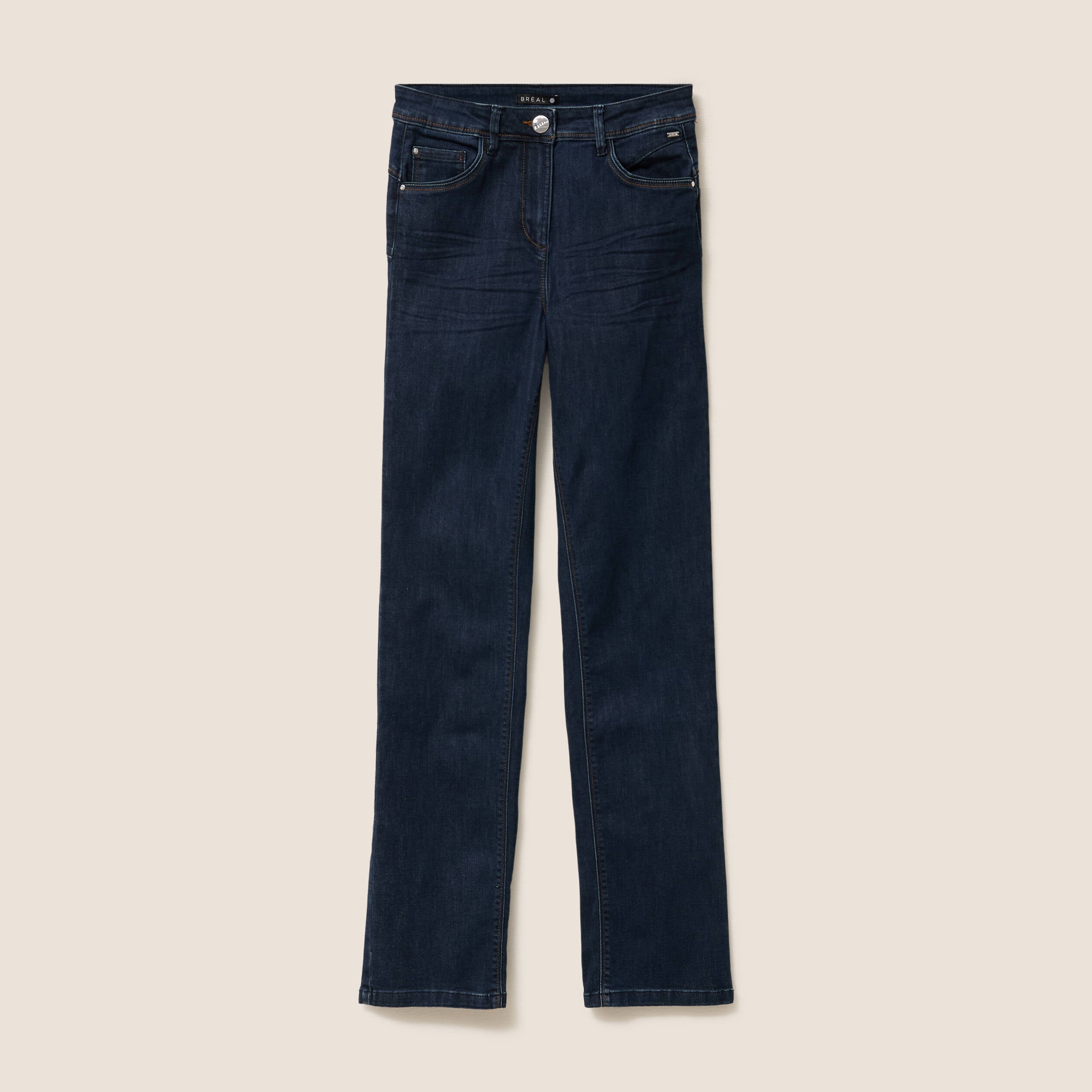Jean coupe droite taille haute denim brut femme