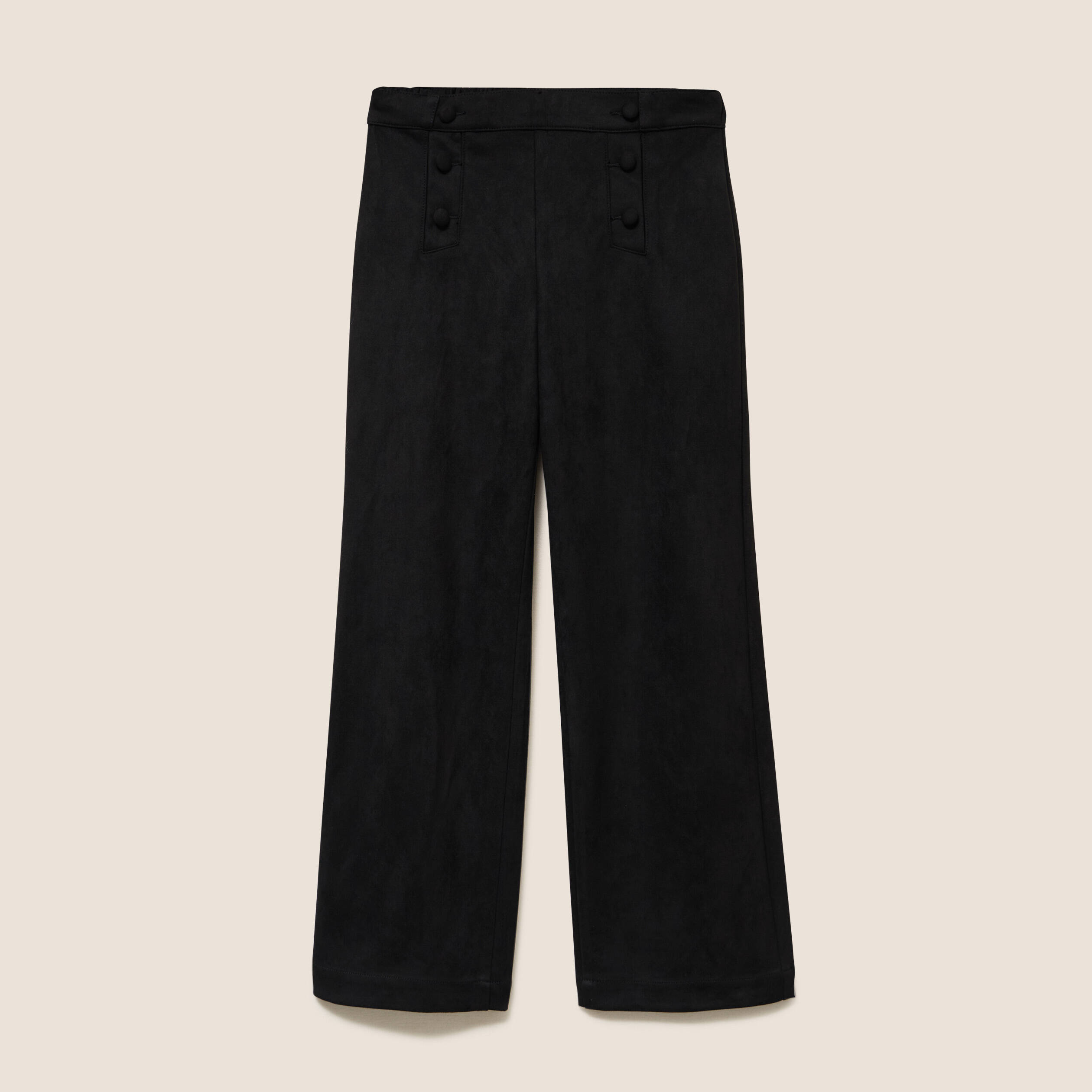 Pantalon aspect daim noir femme