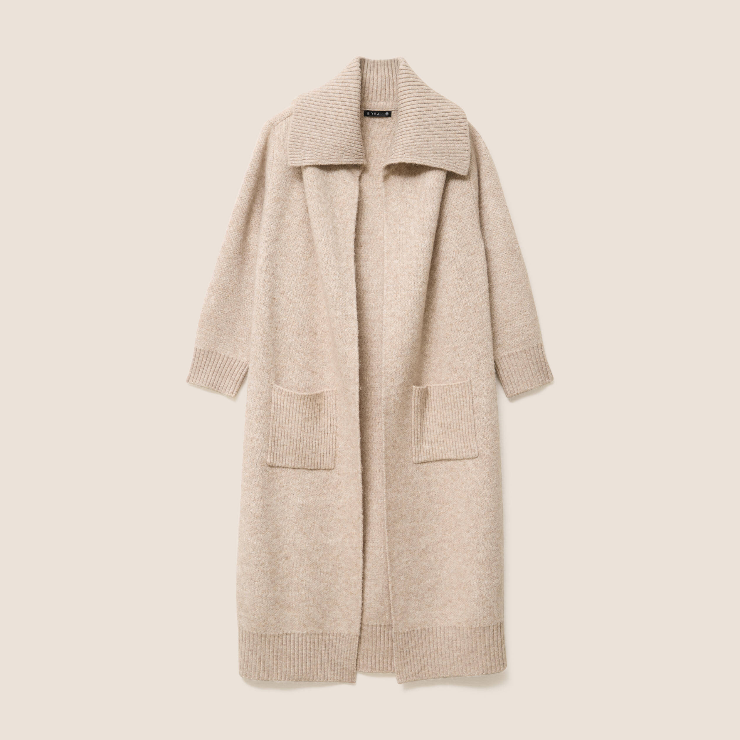 Gilet manches longues avec poches creme femme