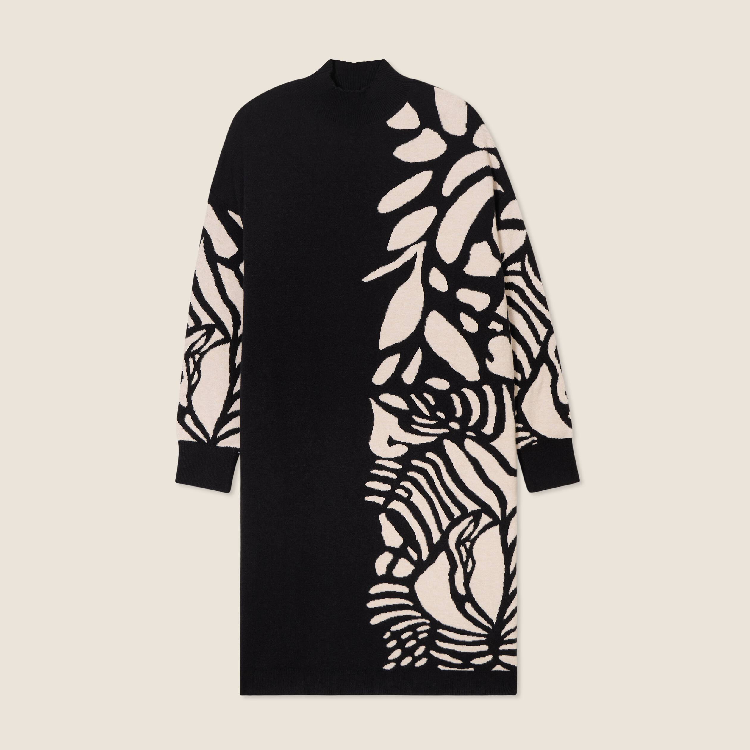 robe tricot droite col montant noir femme Robe tricot droite col montant noir femme