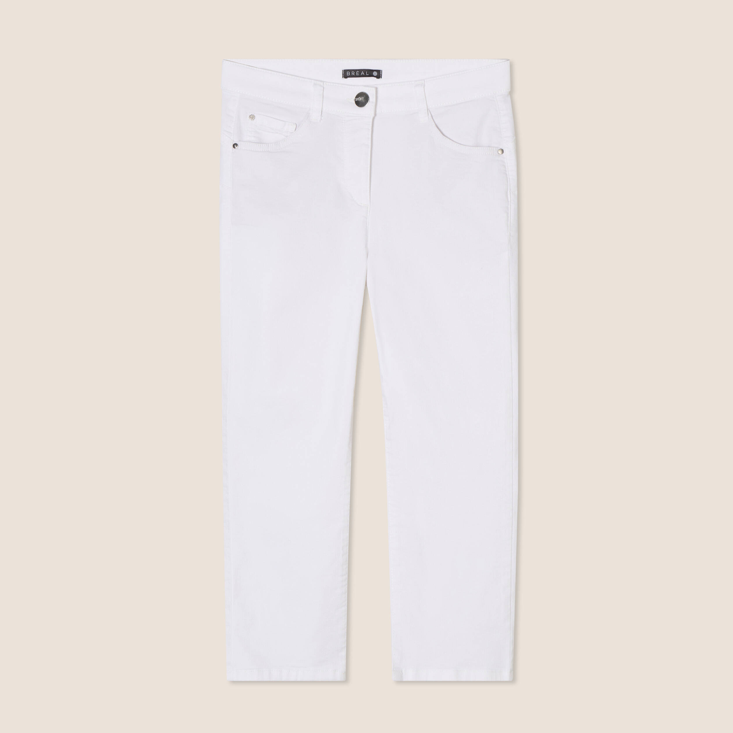 pantacourt droit taille standard blanc femme Pantacourt droit taille standard blanc femme