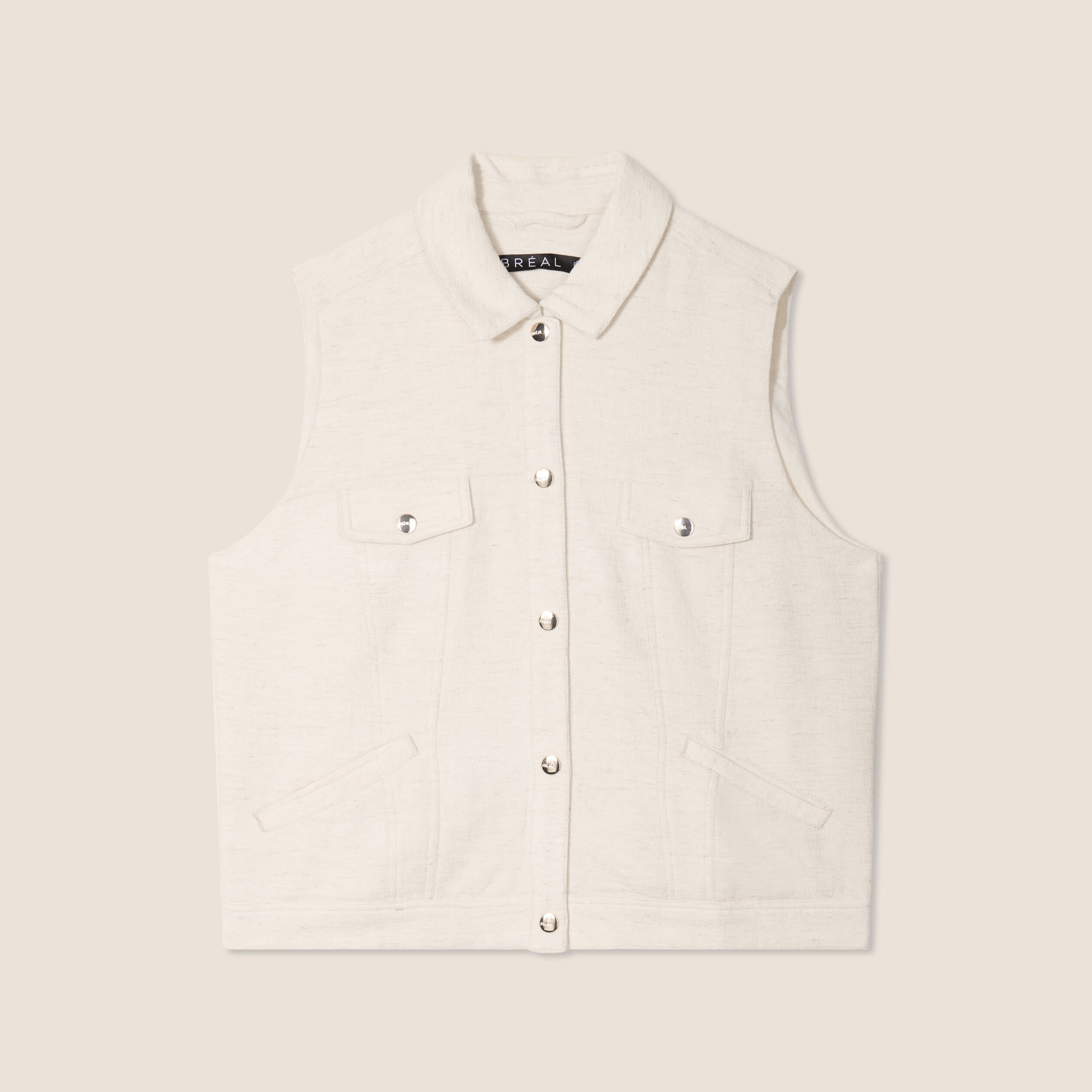 Blouson sans manches cintr&eacute; ecru femme