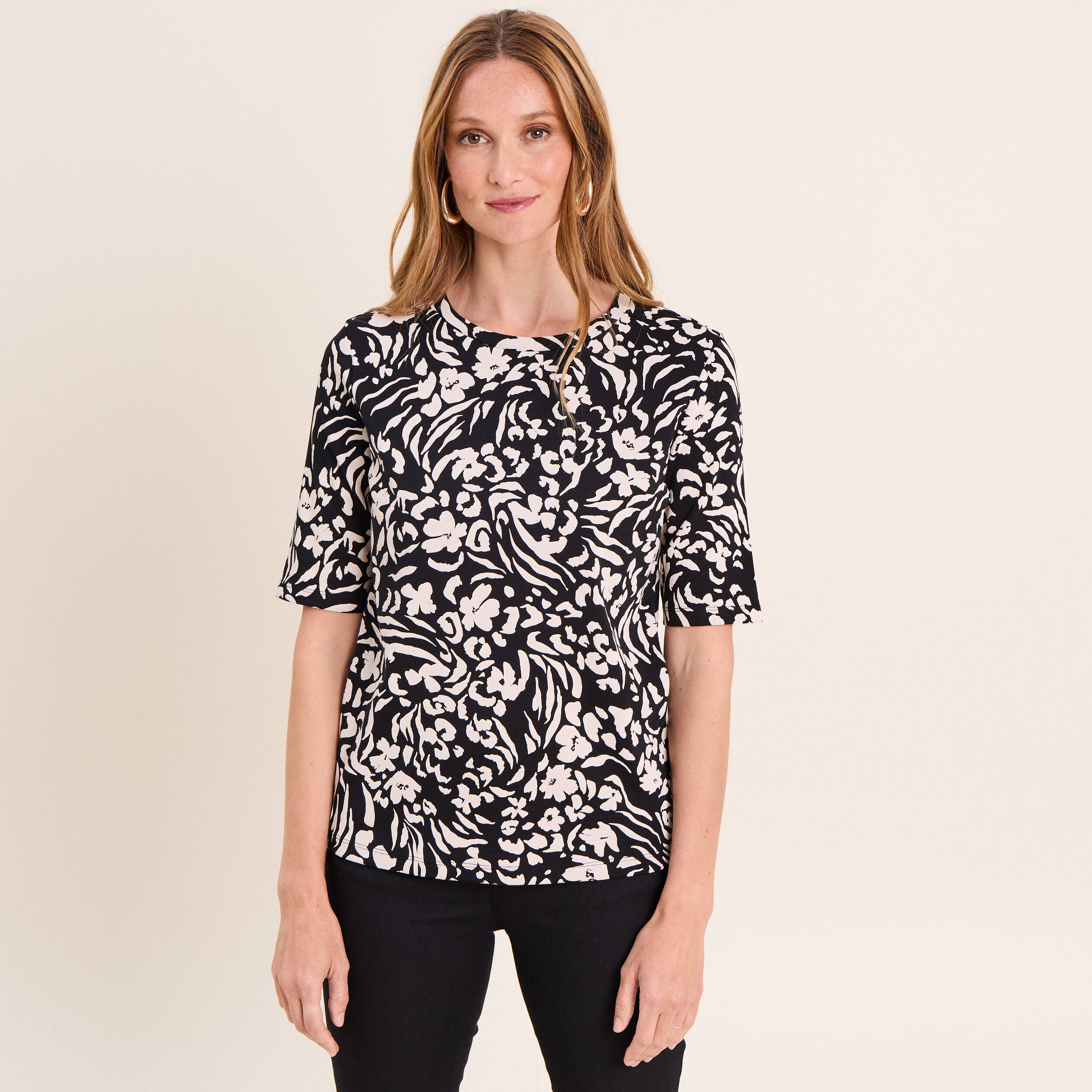 T-shirt en coton biologique noir femme