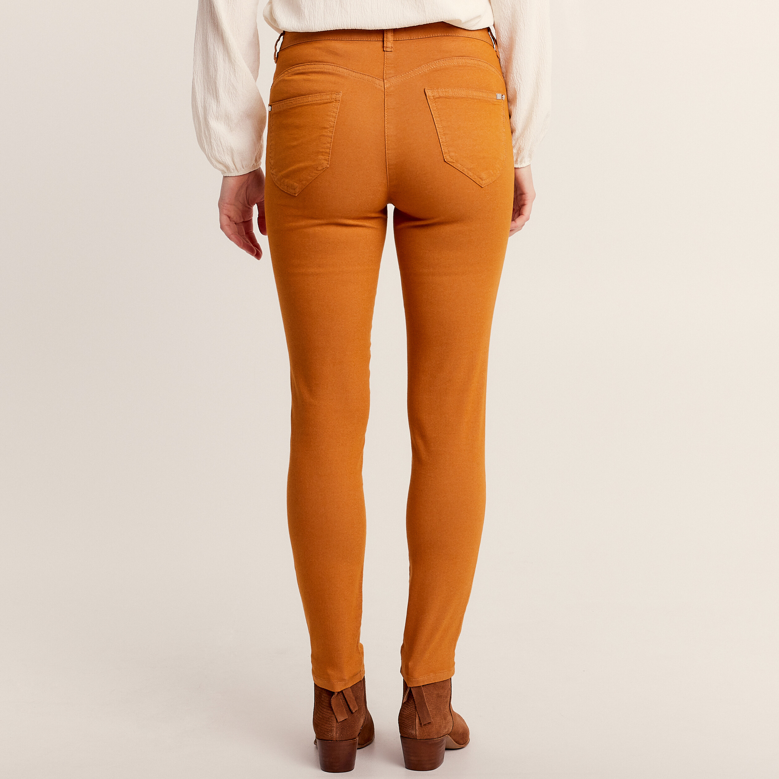 Pantalon léger taille standard 7/8ème orange foncé femme