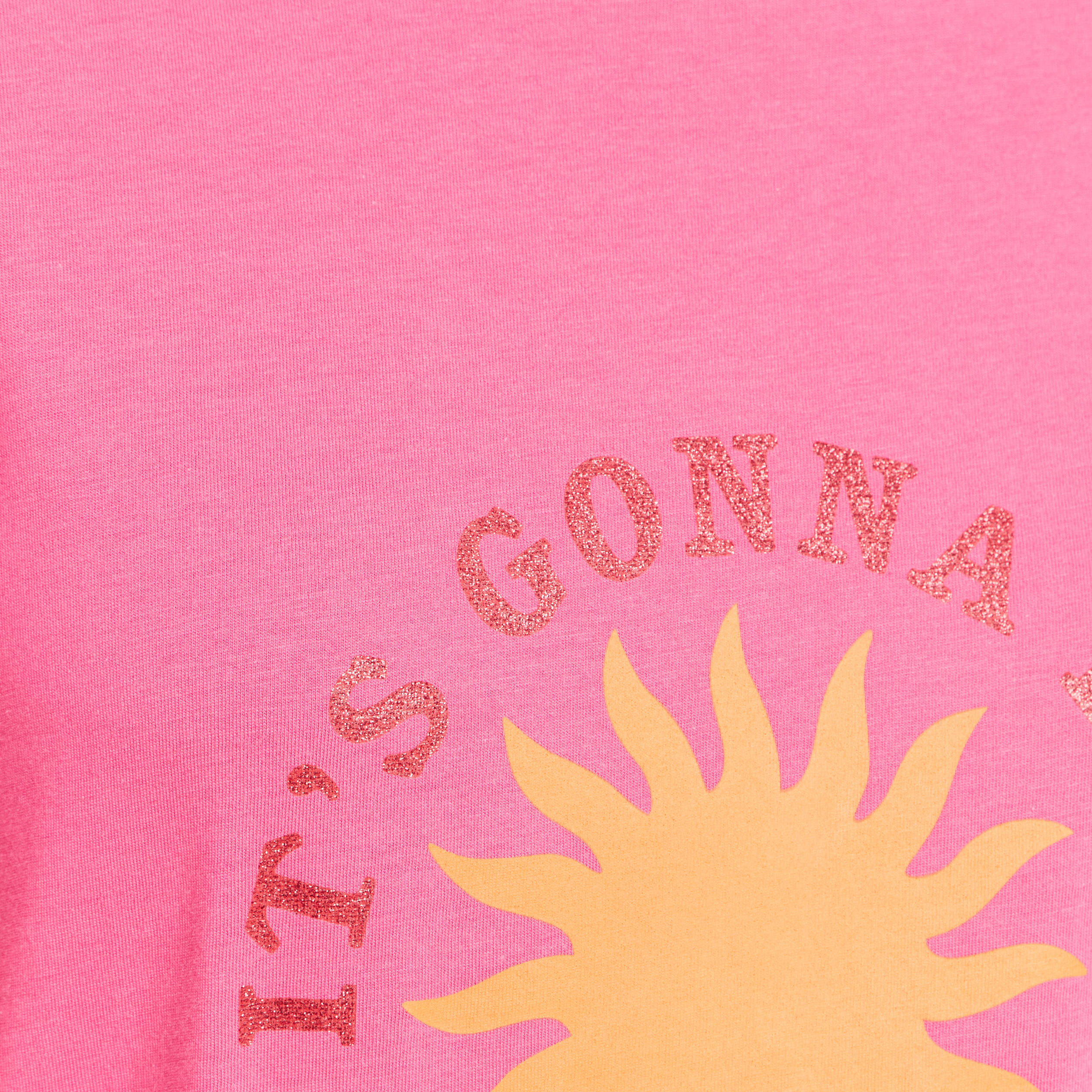 T-shirt col rond manches courtes rose fushia femme