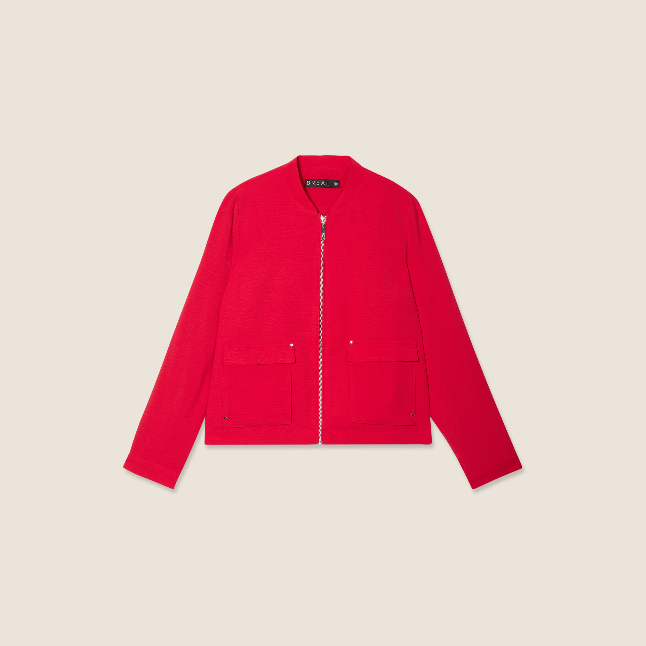 Blouson zipp&eacute; 2 poches rouge femme