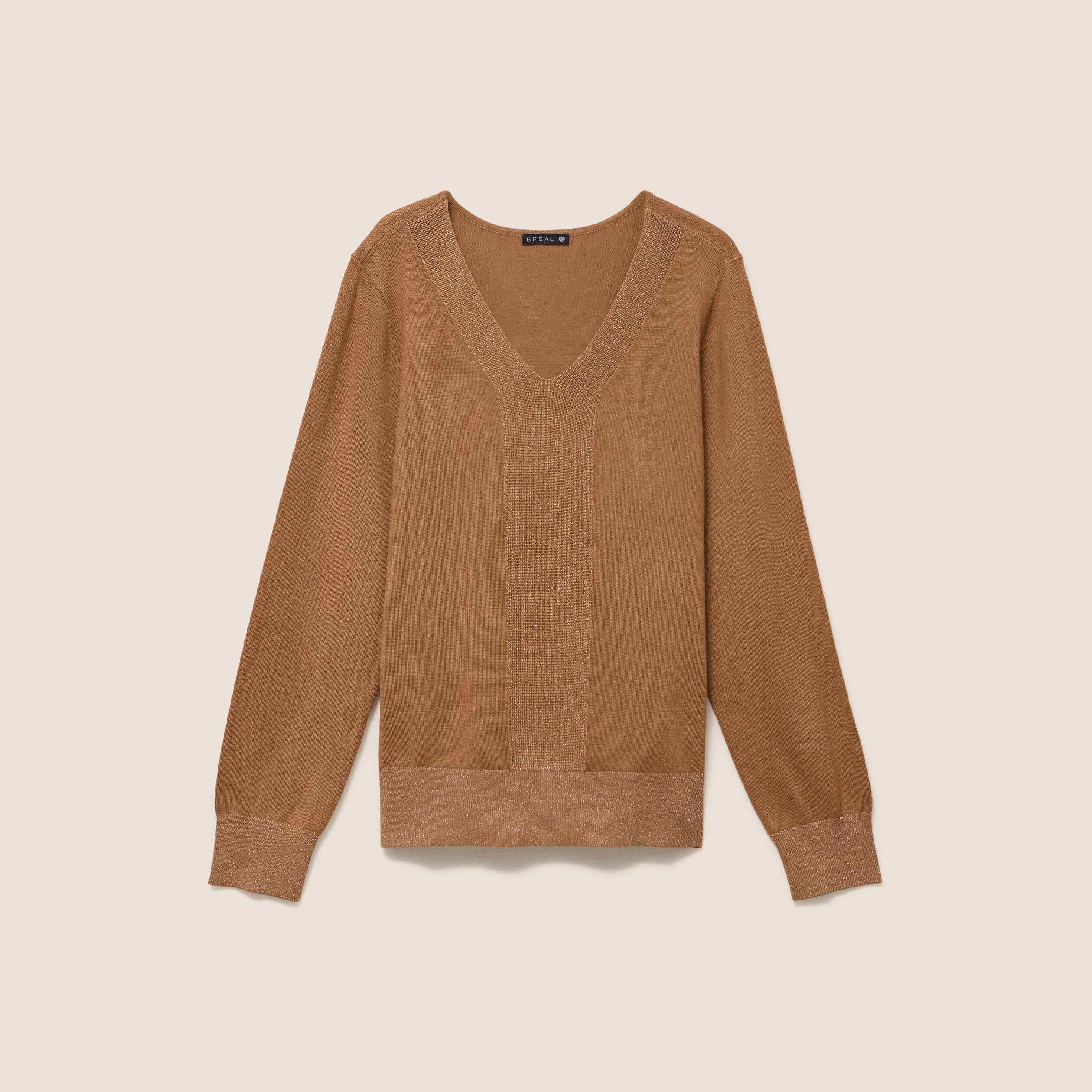 Pull manches longues beige femme