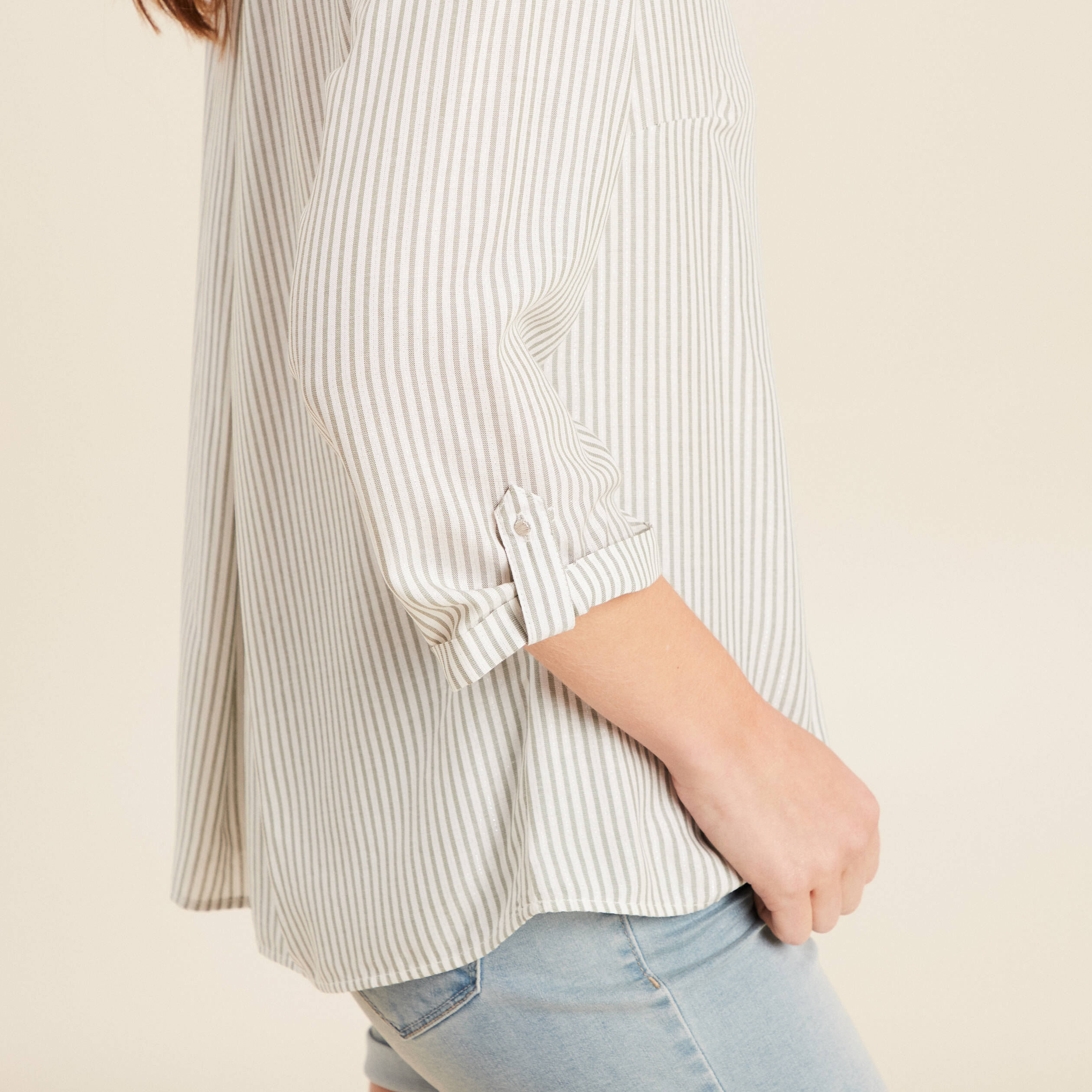 blouse fluide manches 3/4 vert femme