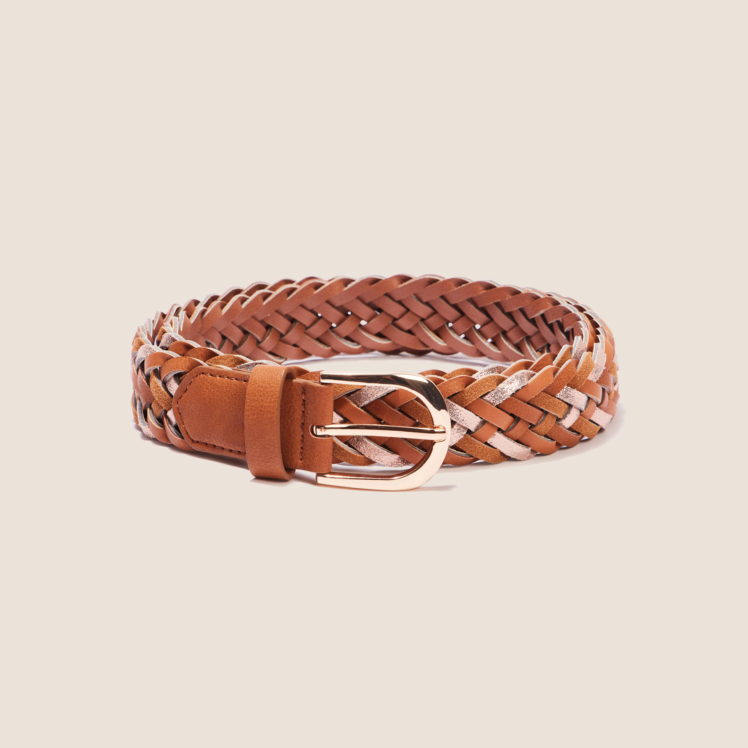 ceinture tressee irisee camel femme Ceinture tressée irisée camel femme