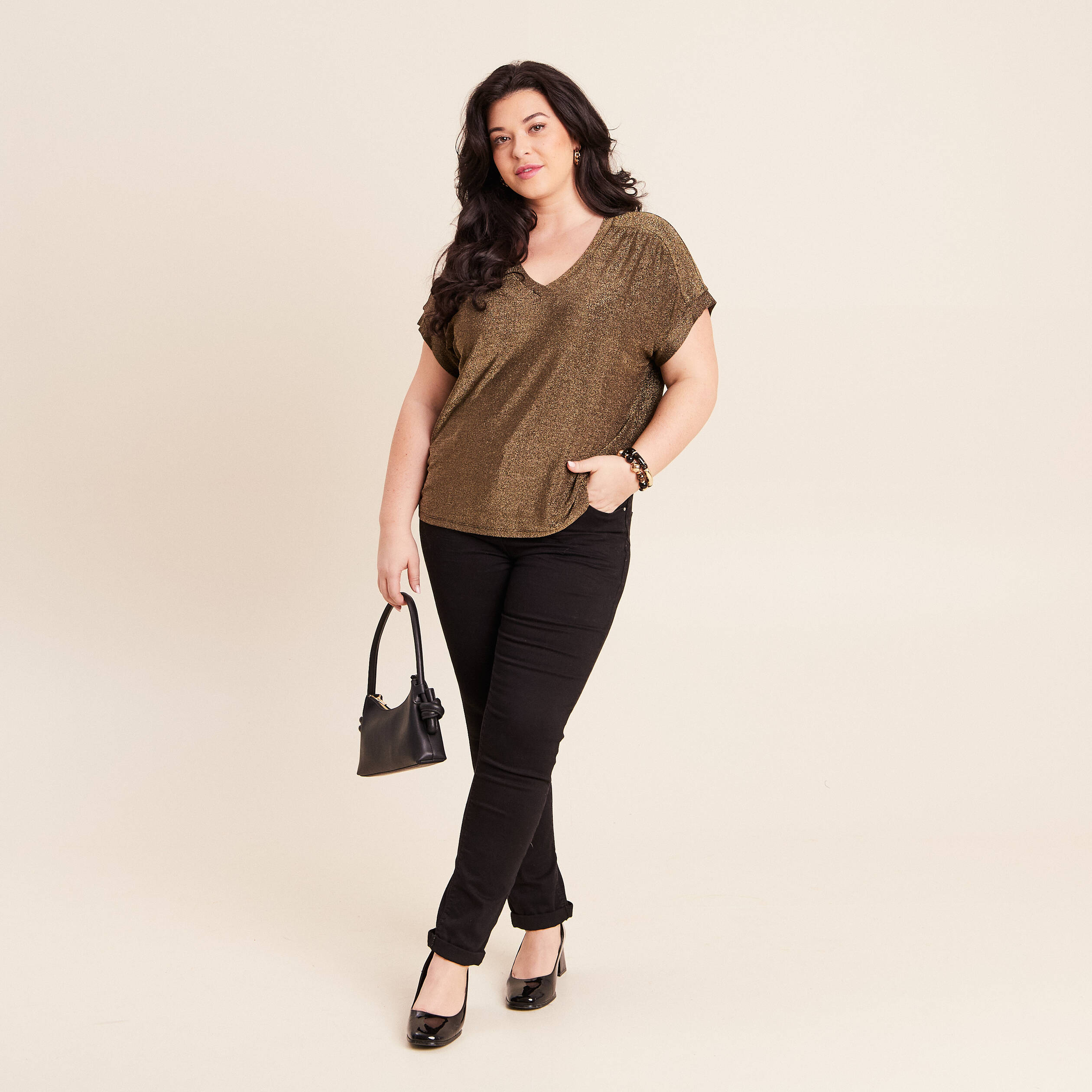 T-shirt manches courtes camel femme
