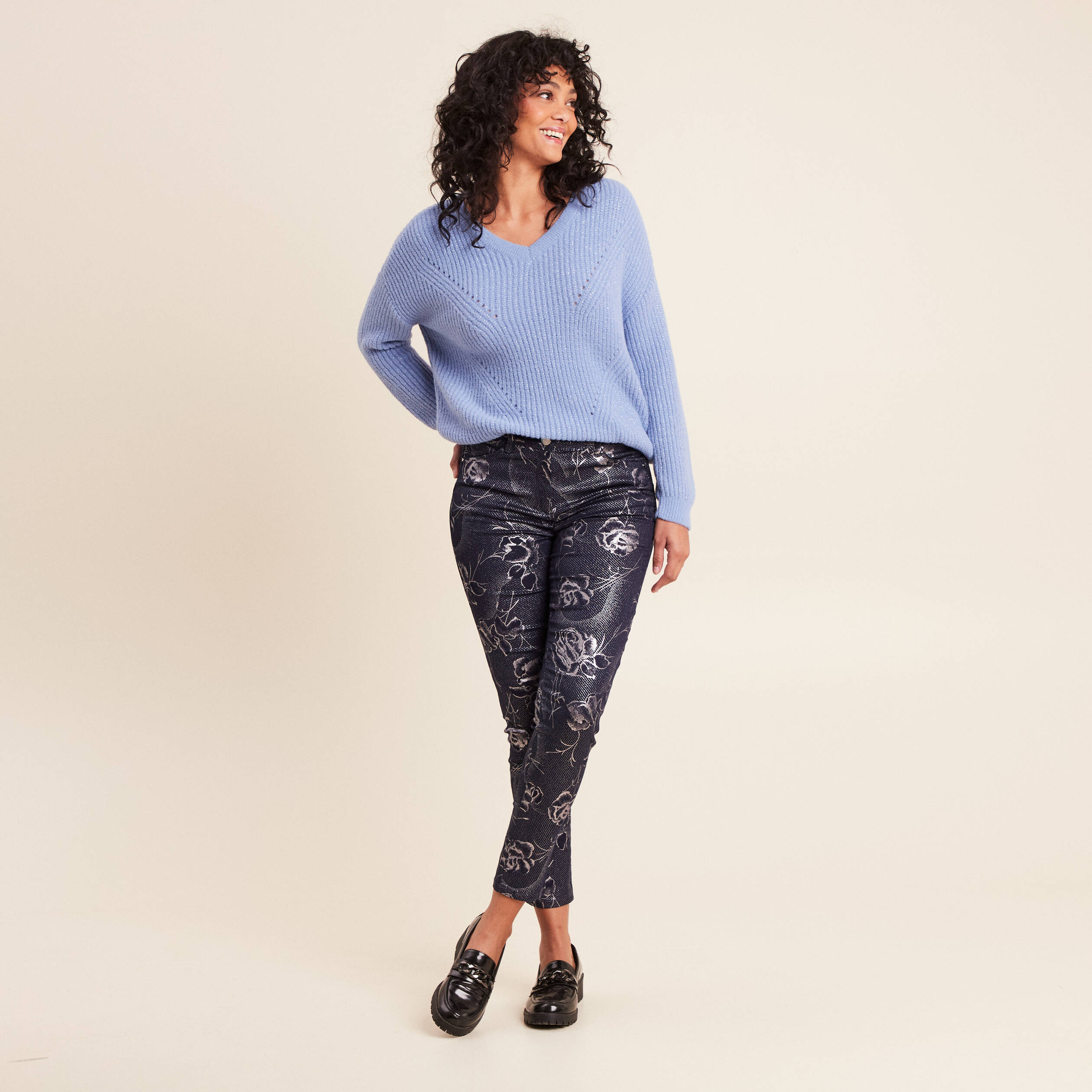 Pantalon magique Le L&eacute;ger enduit bleu femme