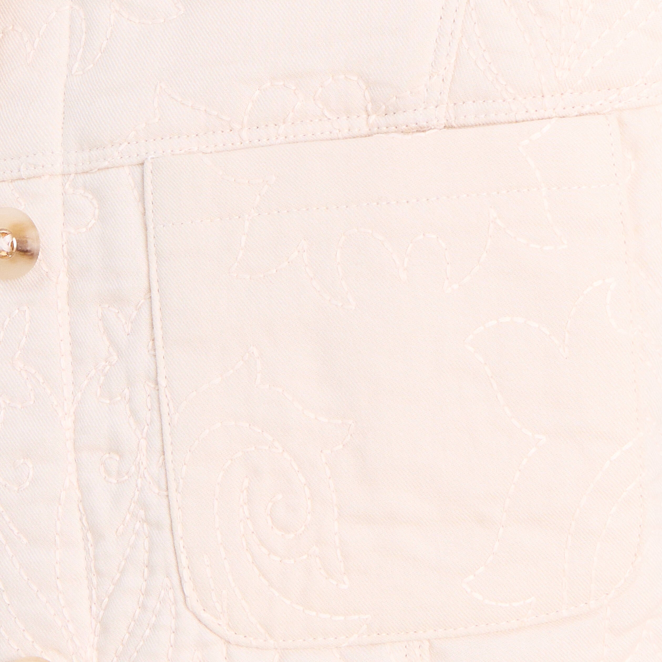 Gilet sans manches doubl&eacute; coton ecru femme
