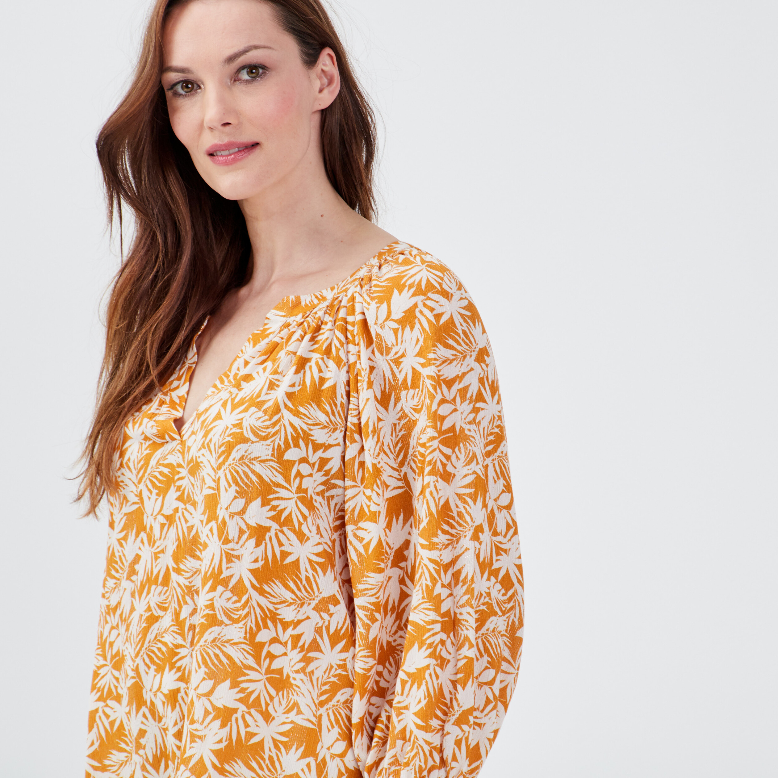 blouse manches 34 jaune femme Blouse manches 3/4 jaune femme