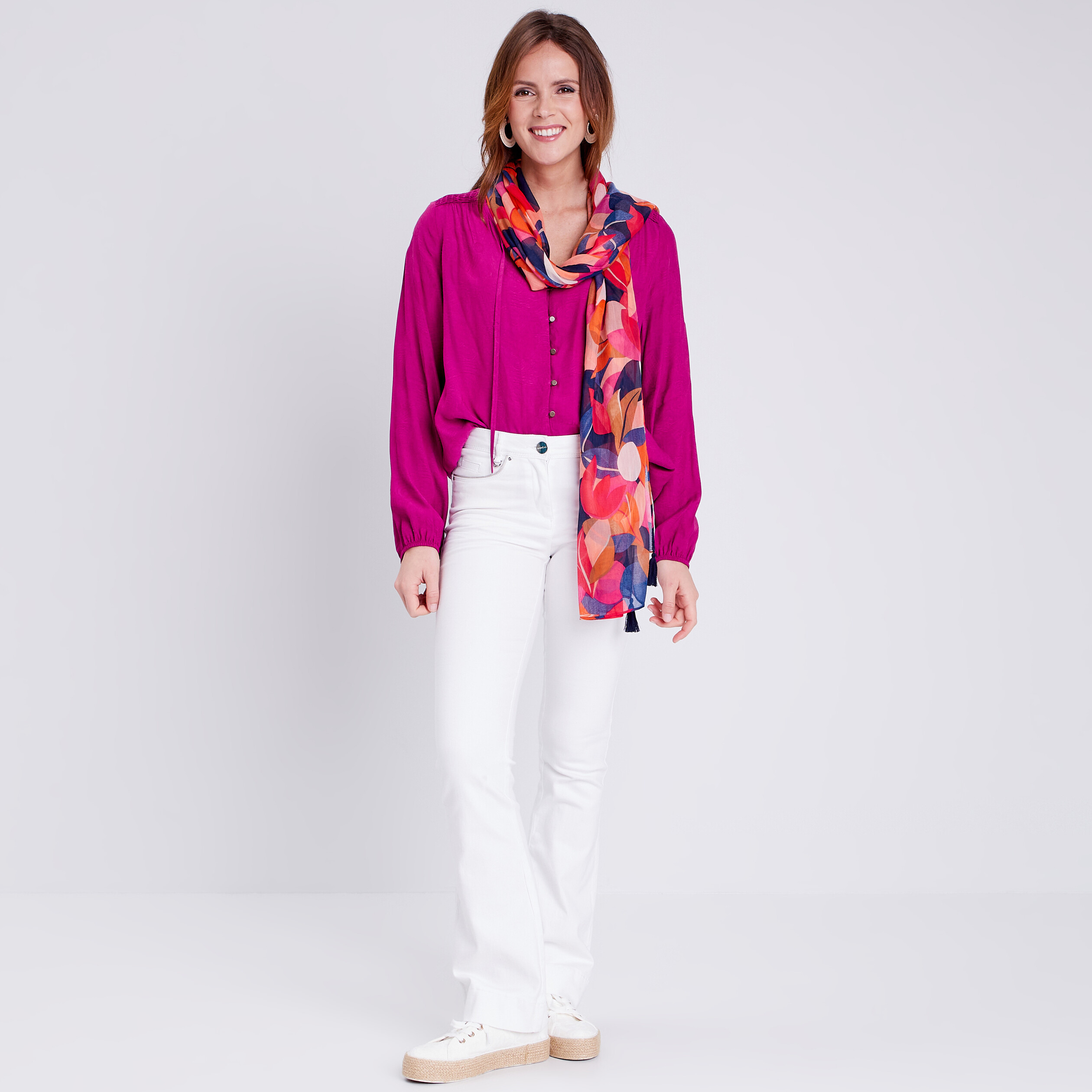 Chemise à manches longues violet clair femme