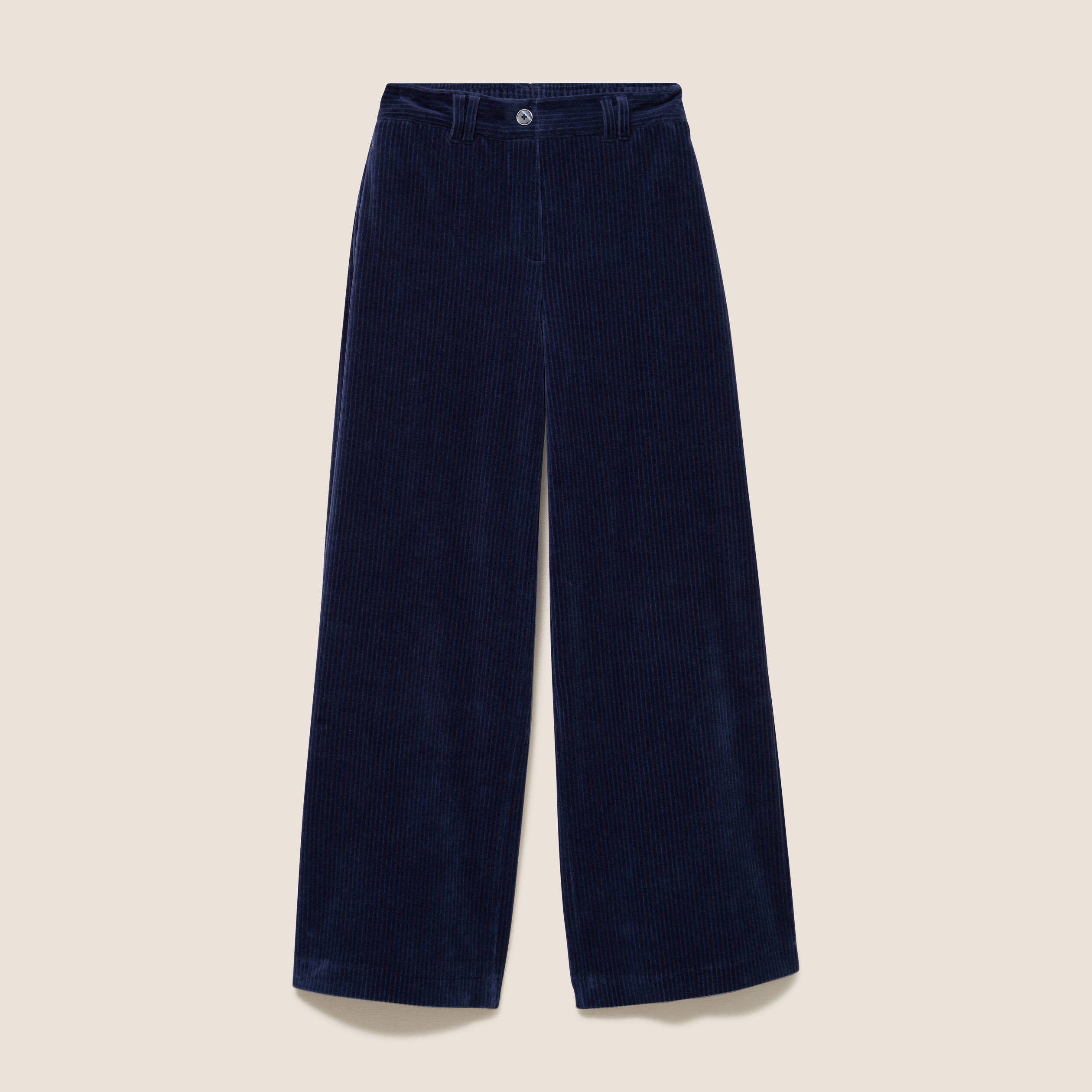 Pantalon en velours bleu marine femme