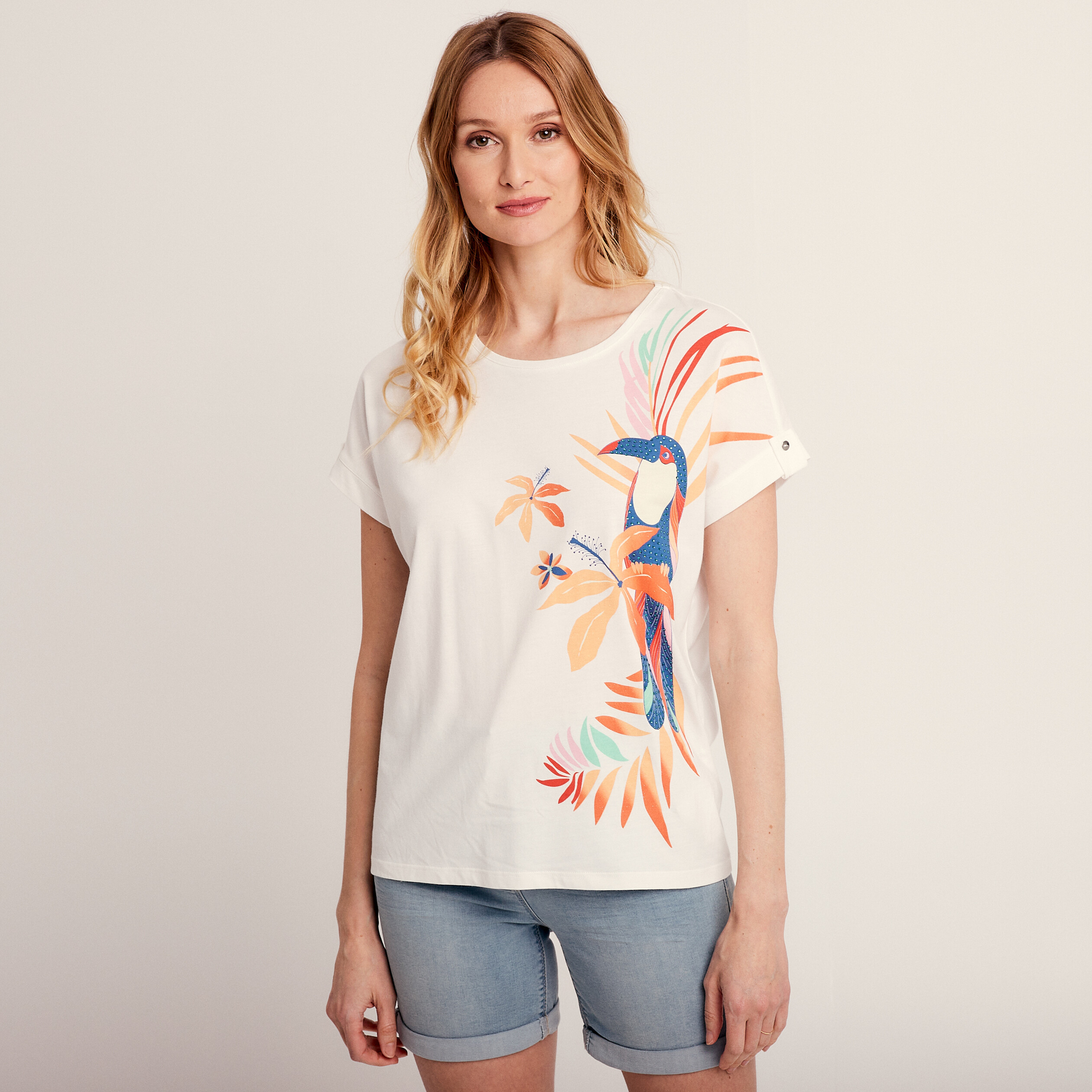 t shirt manches courtes ecru femme T-shirt manches courtes ecru femme