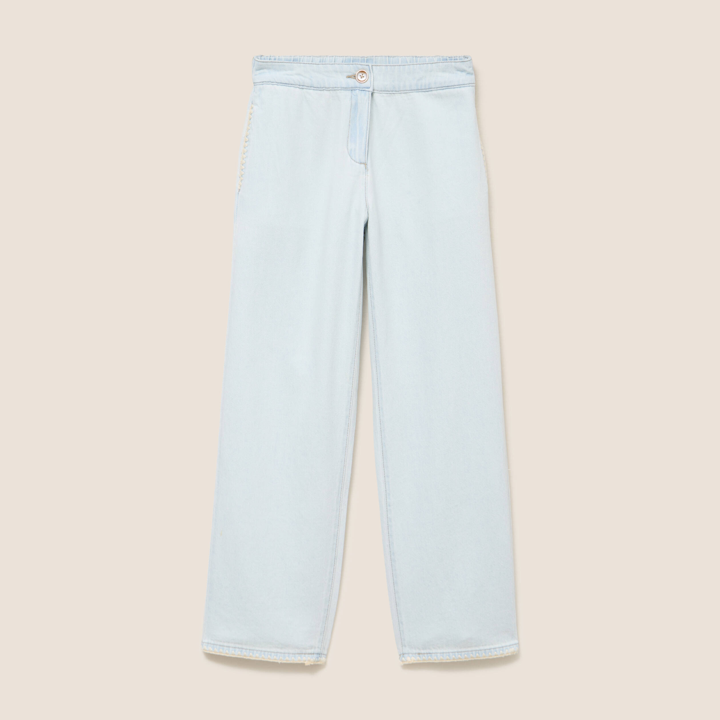 Jean large en coton denim bleach femme